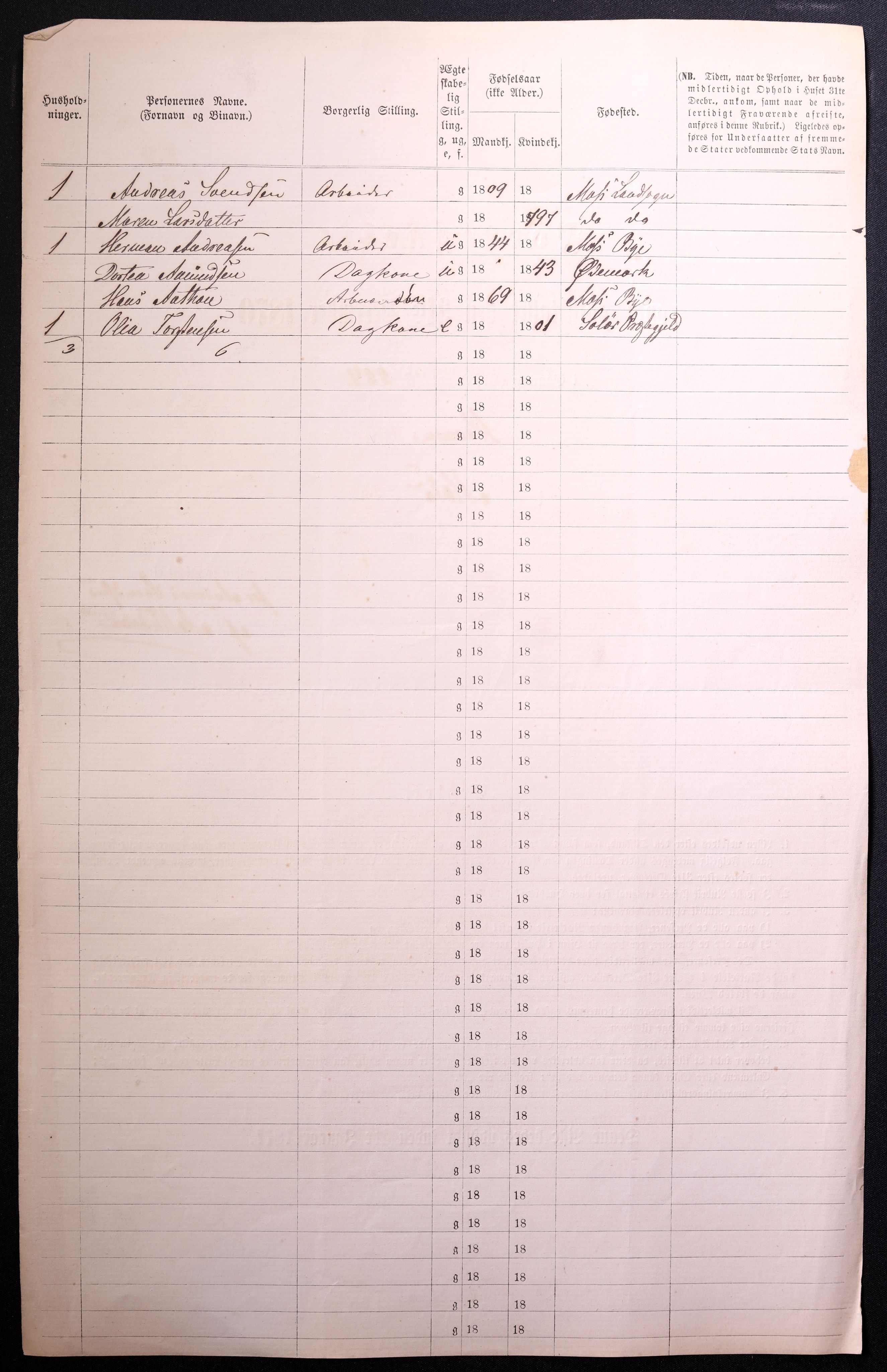 RA, 1870 census for 0104 Moss, 1870, p. 352