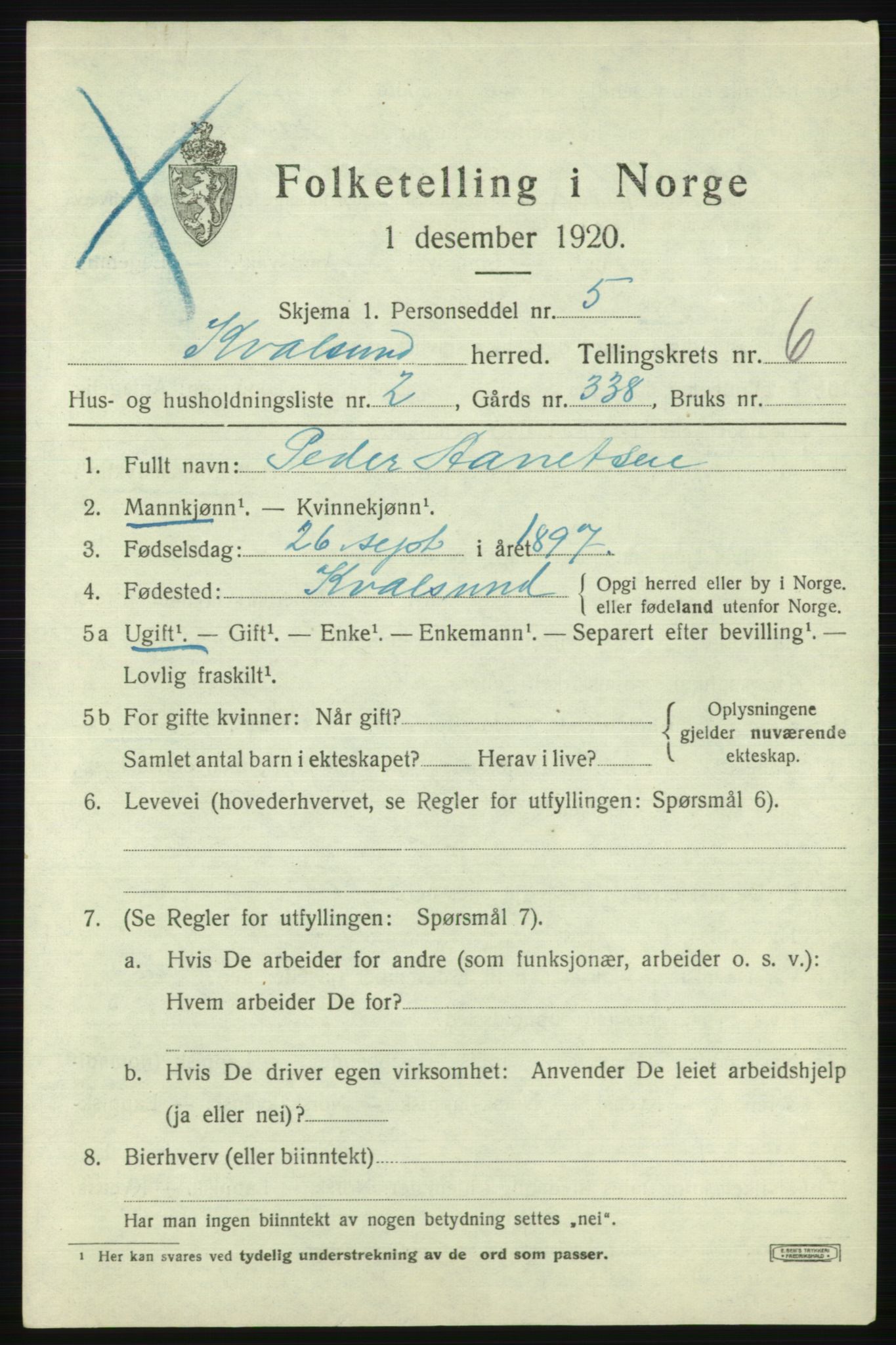 SATØ, 1920 census for , 1920, p. 2000