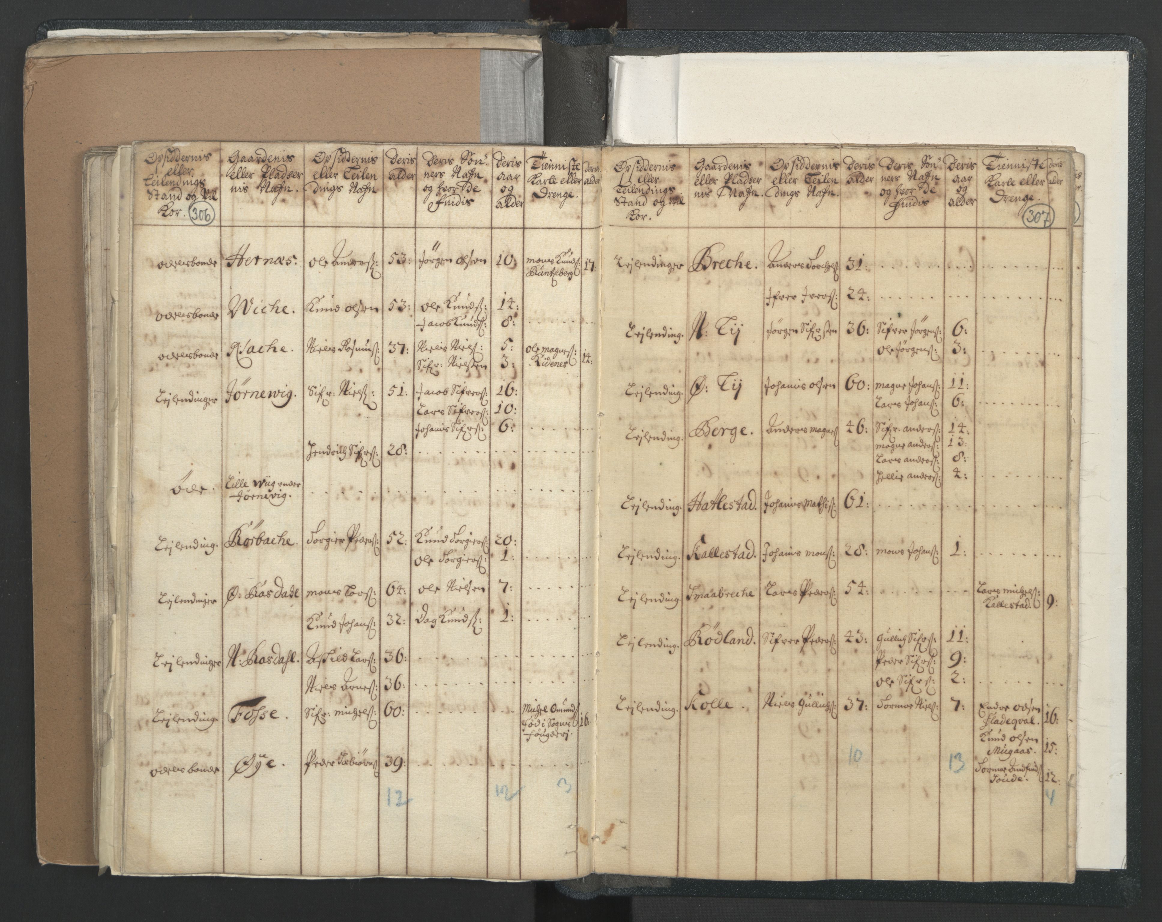 RA, Census (manntall) 1701, no. 7: Nordhordland and Voss fogderi, 1701, p. 306-307