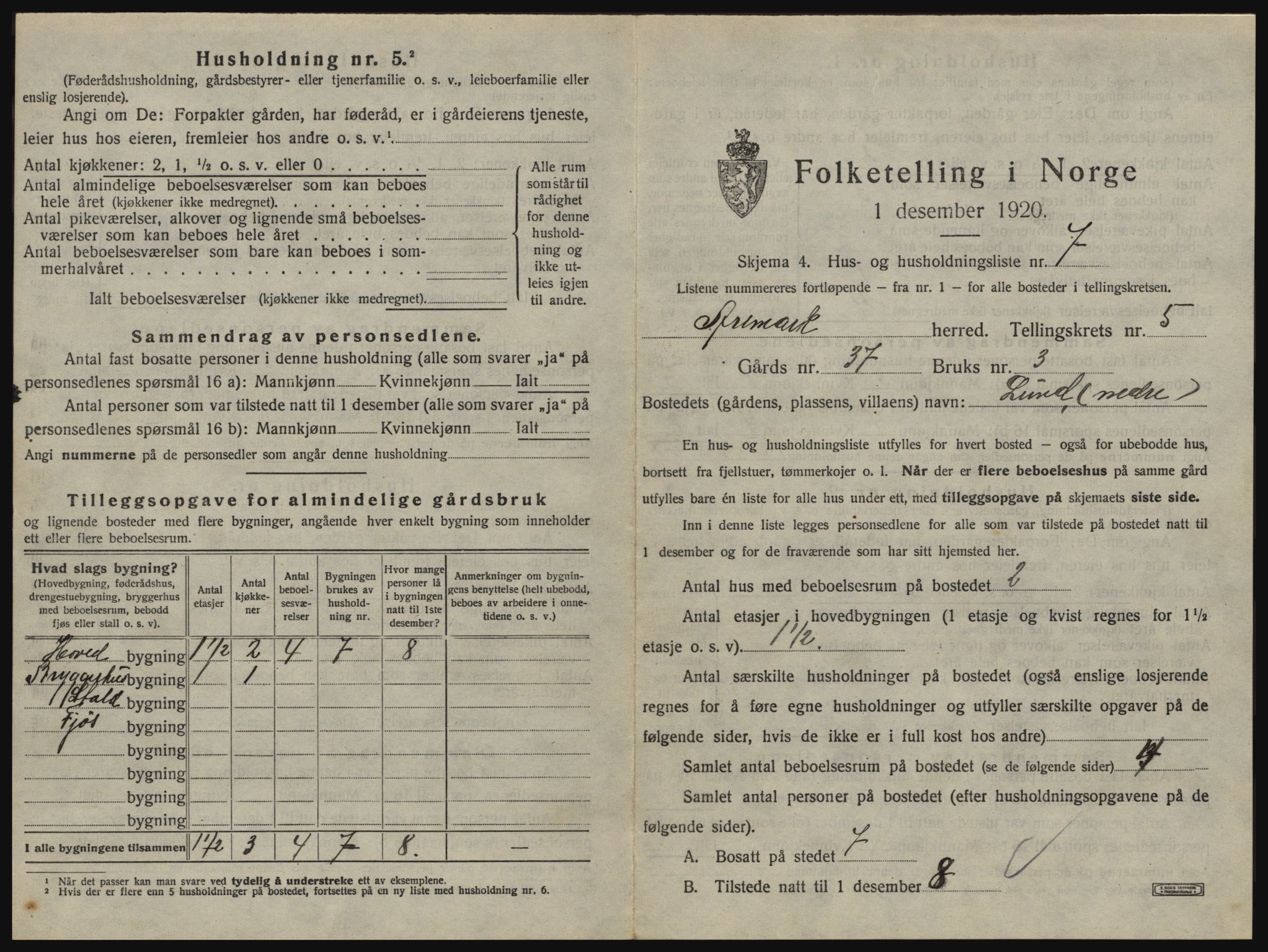 SAO, 1920 census for Aremark, 1920, p. 575