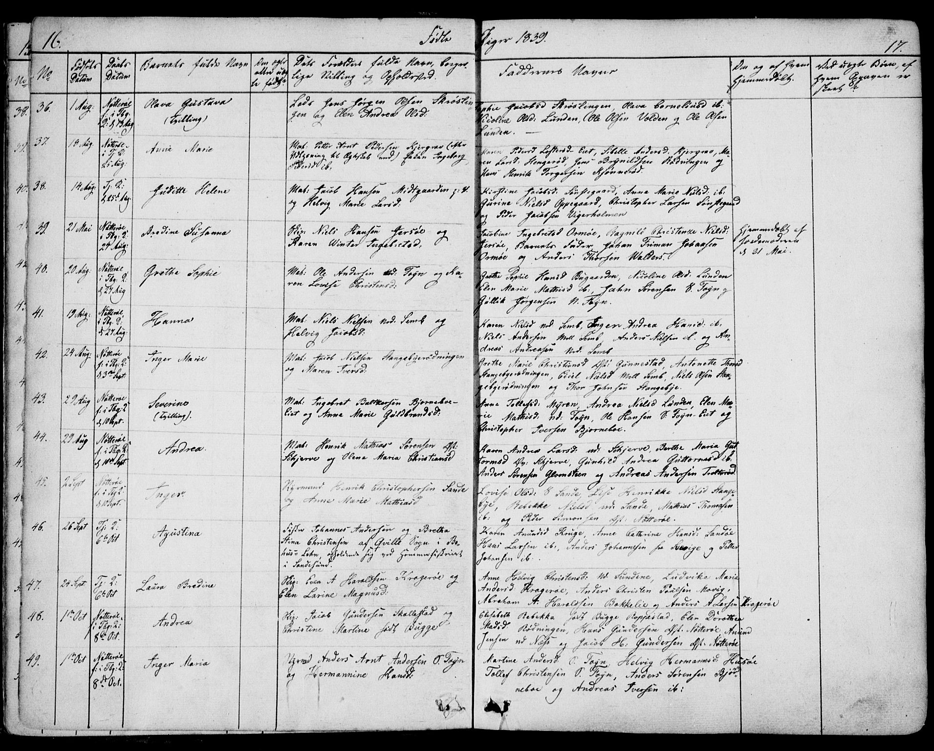 Nøtterøy kirkebøker, AV/SAKO-A-354/F/Fa/L0005: Parish register (official) no. I 5, 1839-1852, p. 16-17