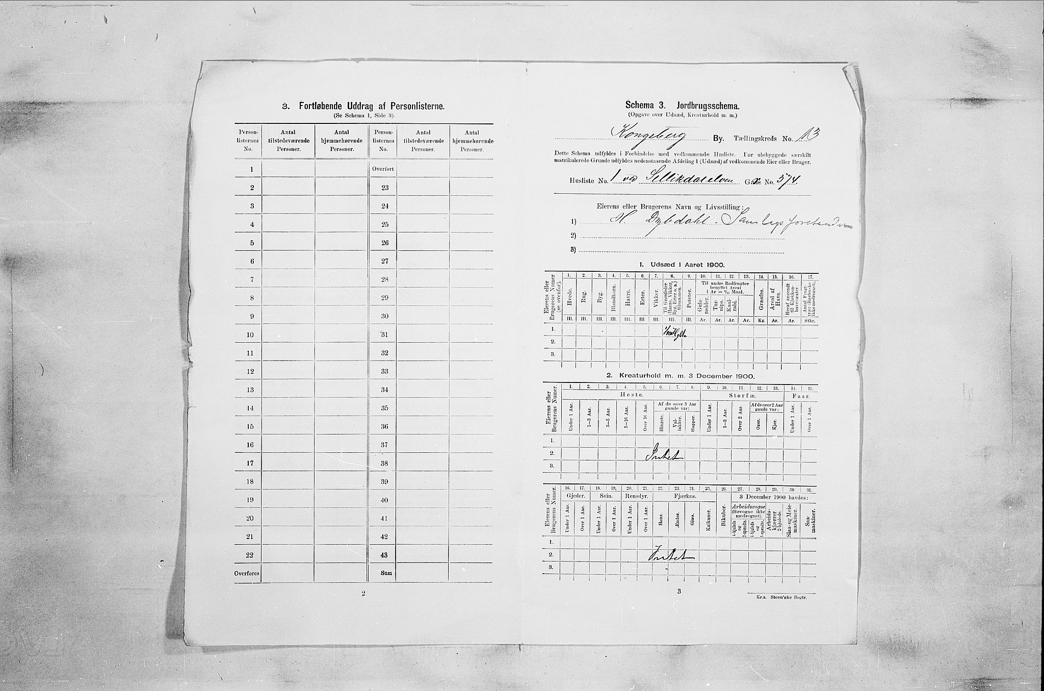 RA, 1900 census for Kongsberg, 1900, p. 2237