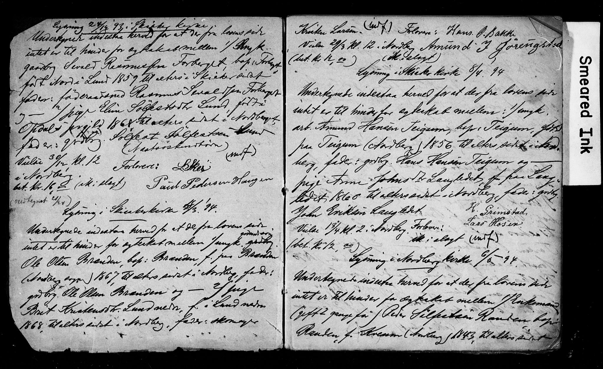 Skjåk prestekontor, AV/SAH-PREST-072/I/Ie: Banns register no. II 4A, 1893-1901