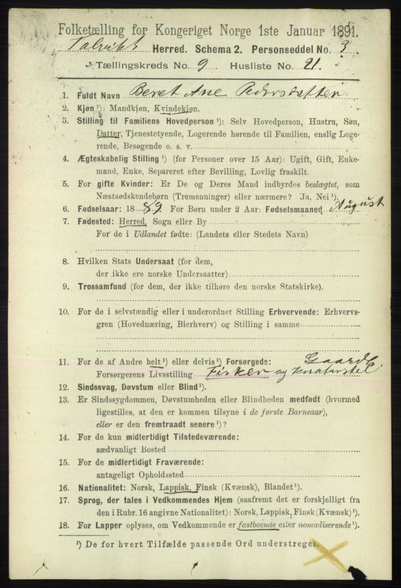 RA, 1891 census for 2013 Talvik, 1891, p. 2272