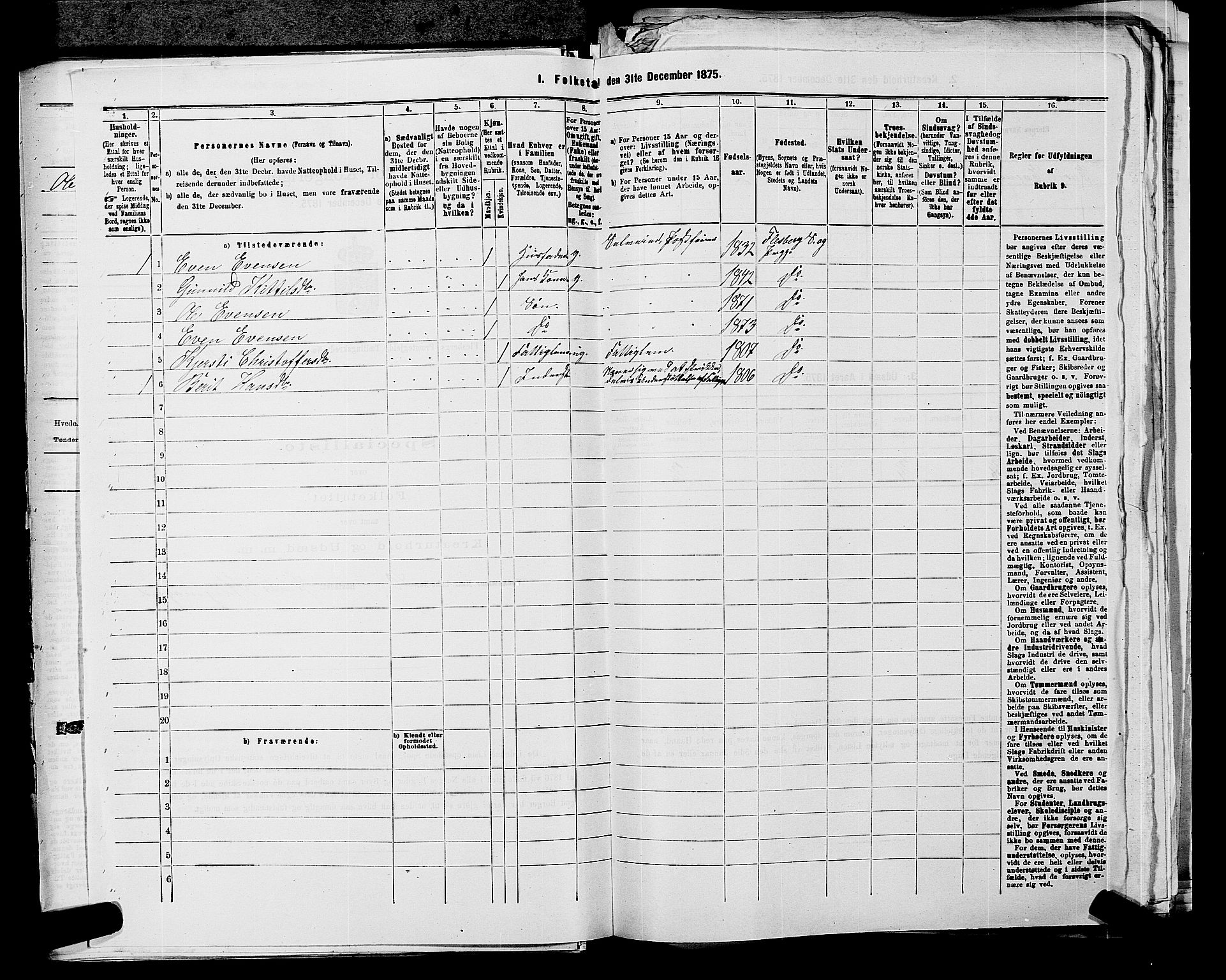 SAKO, 1875 census for 0631P Flesberg, 1875, p. 276