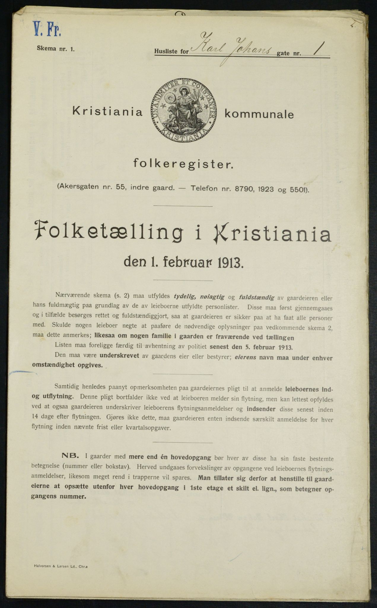 OBA, Municipal Census 1913 for Kristiania, 1913, p. 48417