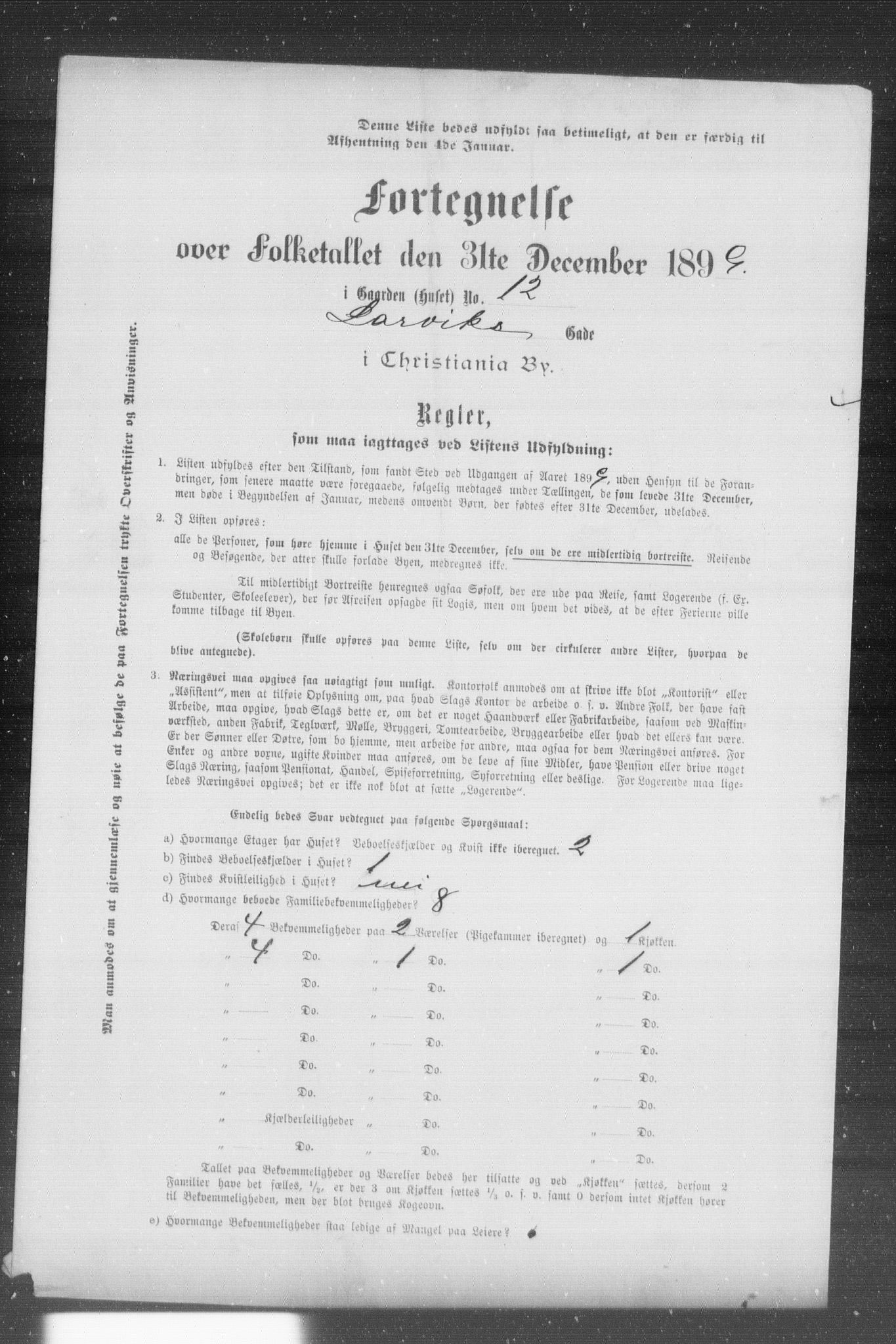 OBA, Municipal Census 1899 for Kristiania, 1899, p. 7513