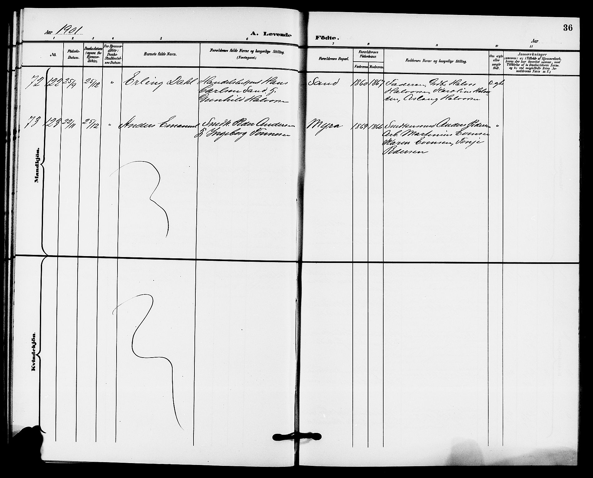 Solum kirkebøker, SAKO/A-306/G/Gb/L0004: Parish register (copy) no. II 4, 1898-1905, p. 36