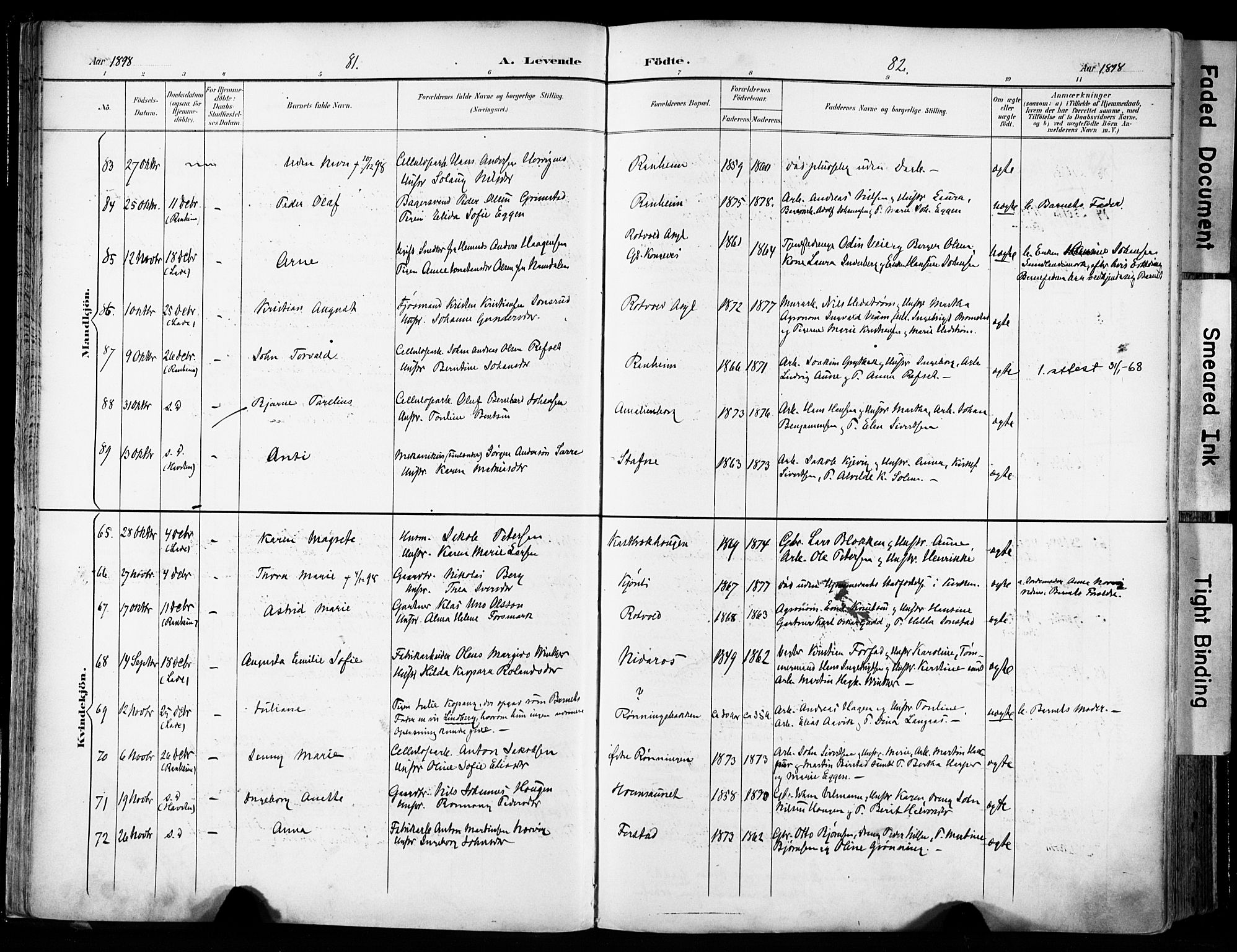 Ministerialprotokoller, klokkerbøker og fødselsregistre - Sør-Trøndelag, SAT/A-1456/606/L0301: Parish register (official) no. 606A16, 1894-1907, p. 81-82