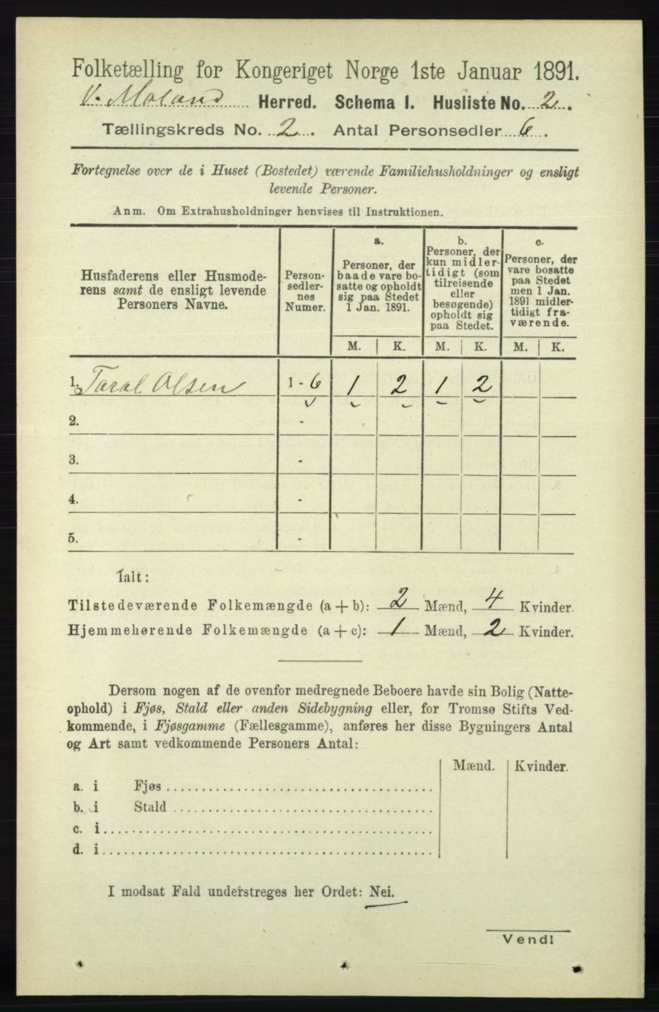 RA, 1891 census for 0926 Vestre Moland, 1891, p. 569