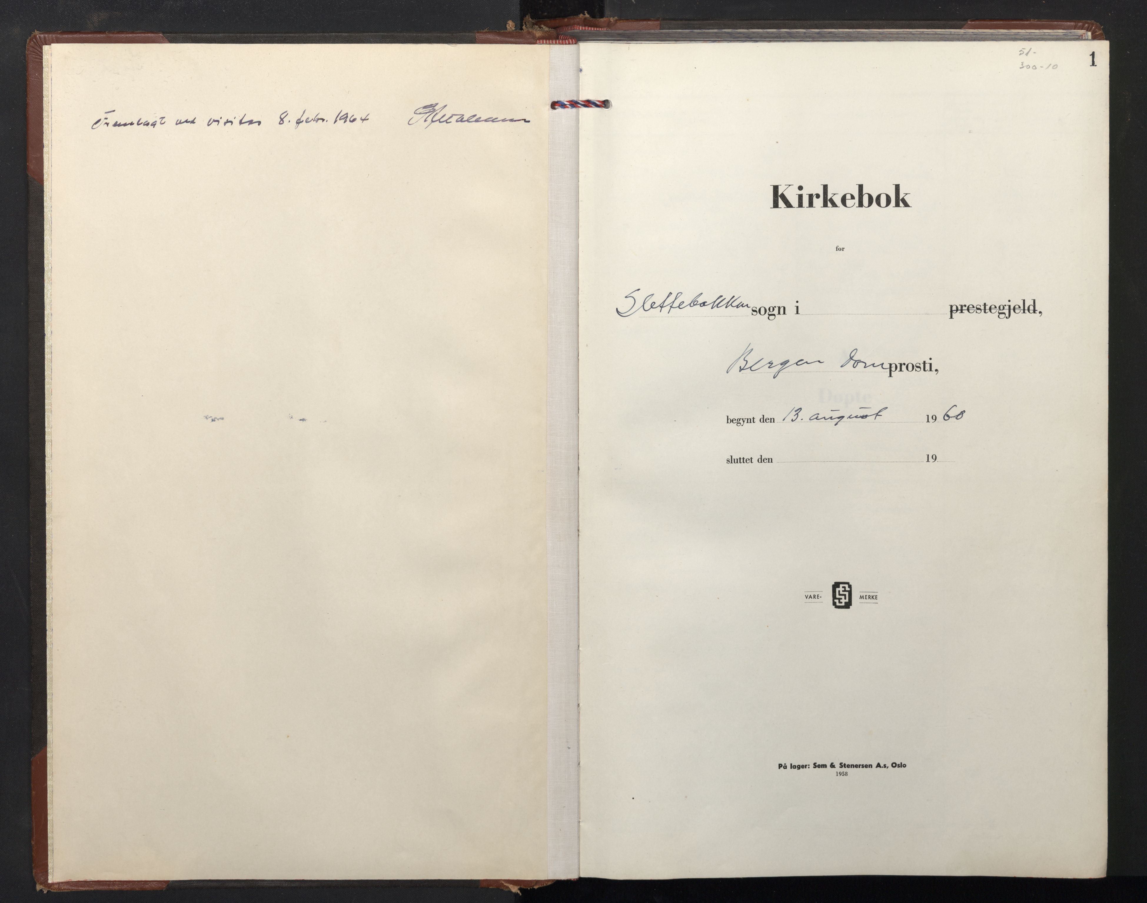 Slettebakken Sokneprestembete, SAB/A-77901/H/Hab: Parish register (copy) no. A 1, 1960-1977, p. 0b-1a