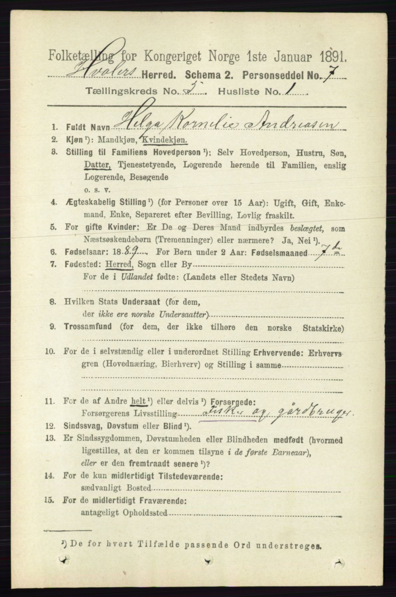 RA, 1891 census for 0111 Hvaler, 1891, p. 3191