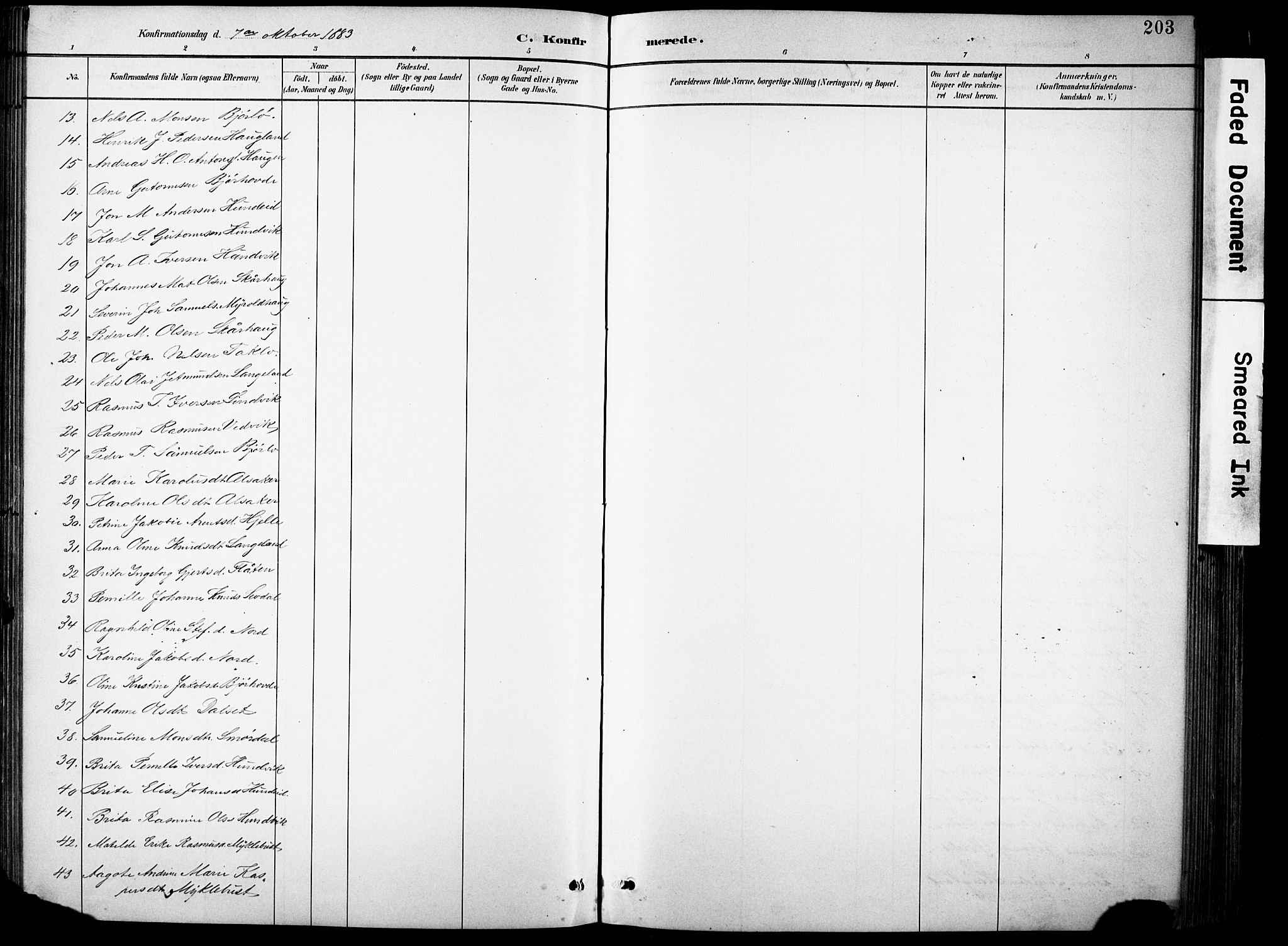 Eid sokneprestembete, AV/SAB-A-82301/H/Hab/Habb/L0002: Parish register (copy) no. B 2, 1882-1907, p. 203