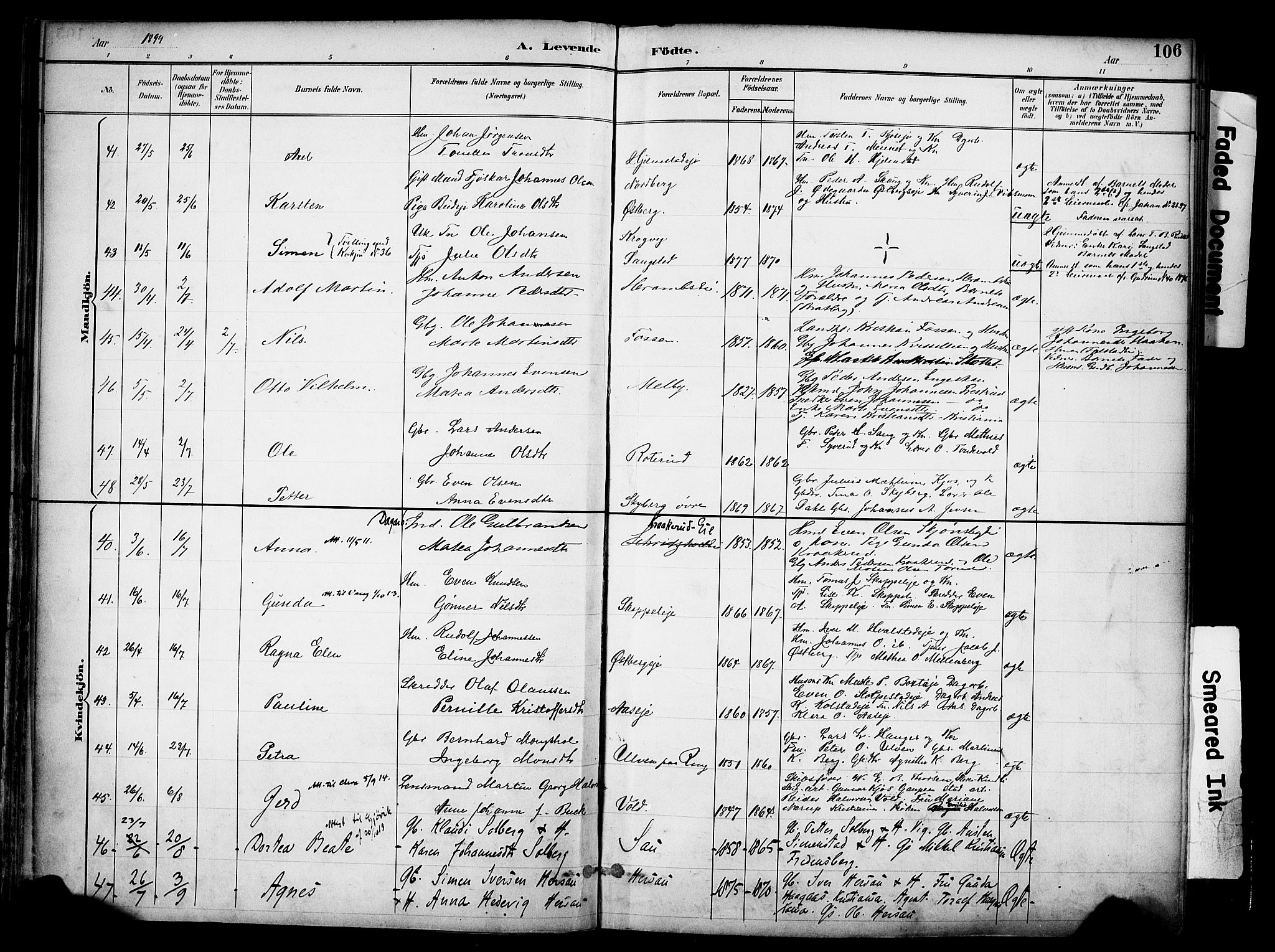 Ringsaker prestekontor, AV/SAH-PREST-014/K/Ka/L0017: Parish register (official) no. 17, 1891-1902, p. 106