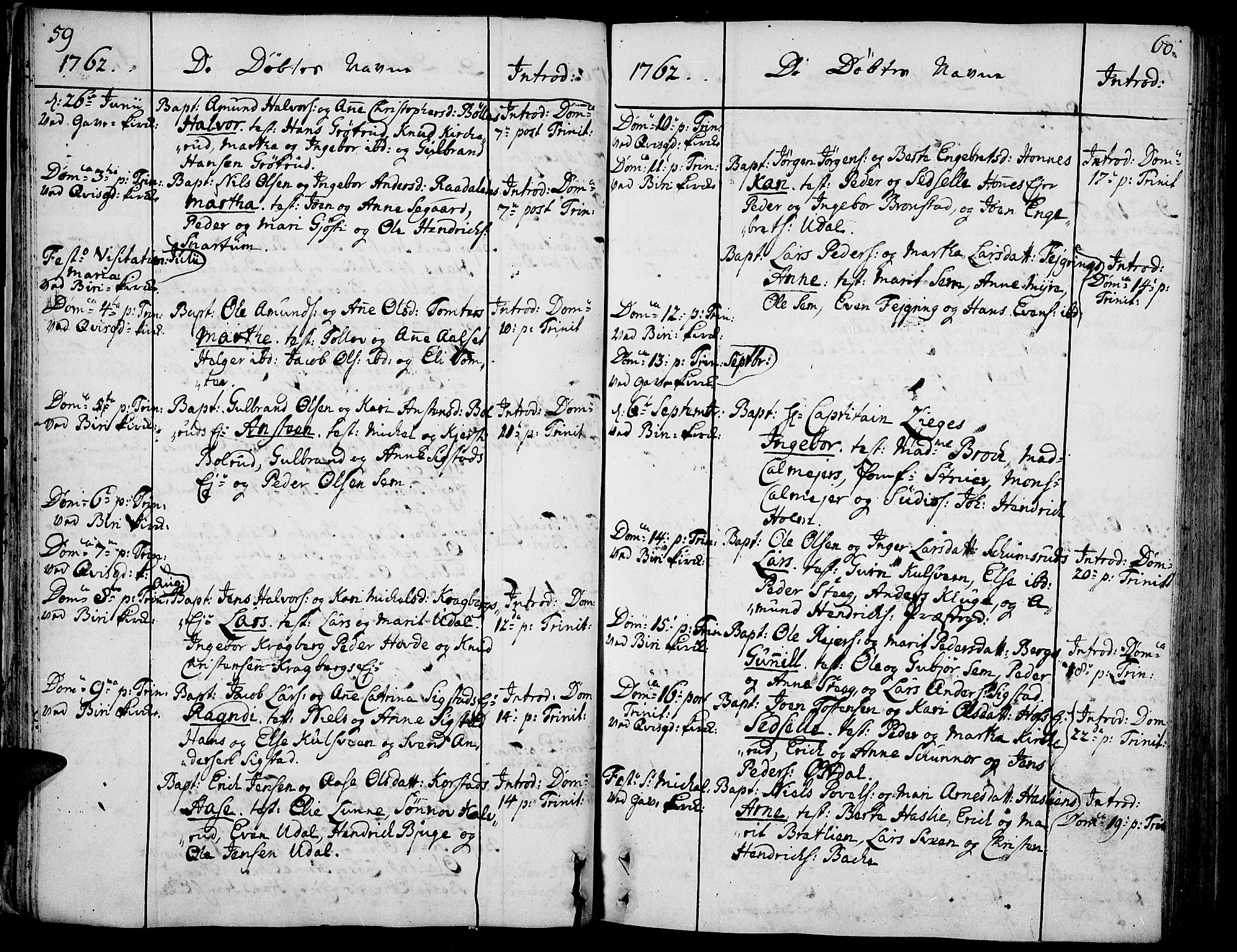 Biri prestekontor, AV/SAH-PREST-096/H/Ha/Haa/L0002: Parish register (official) no. 2, 1754-1789, p. 59-60