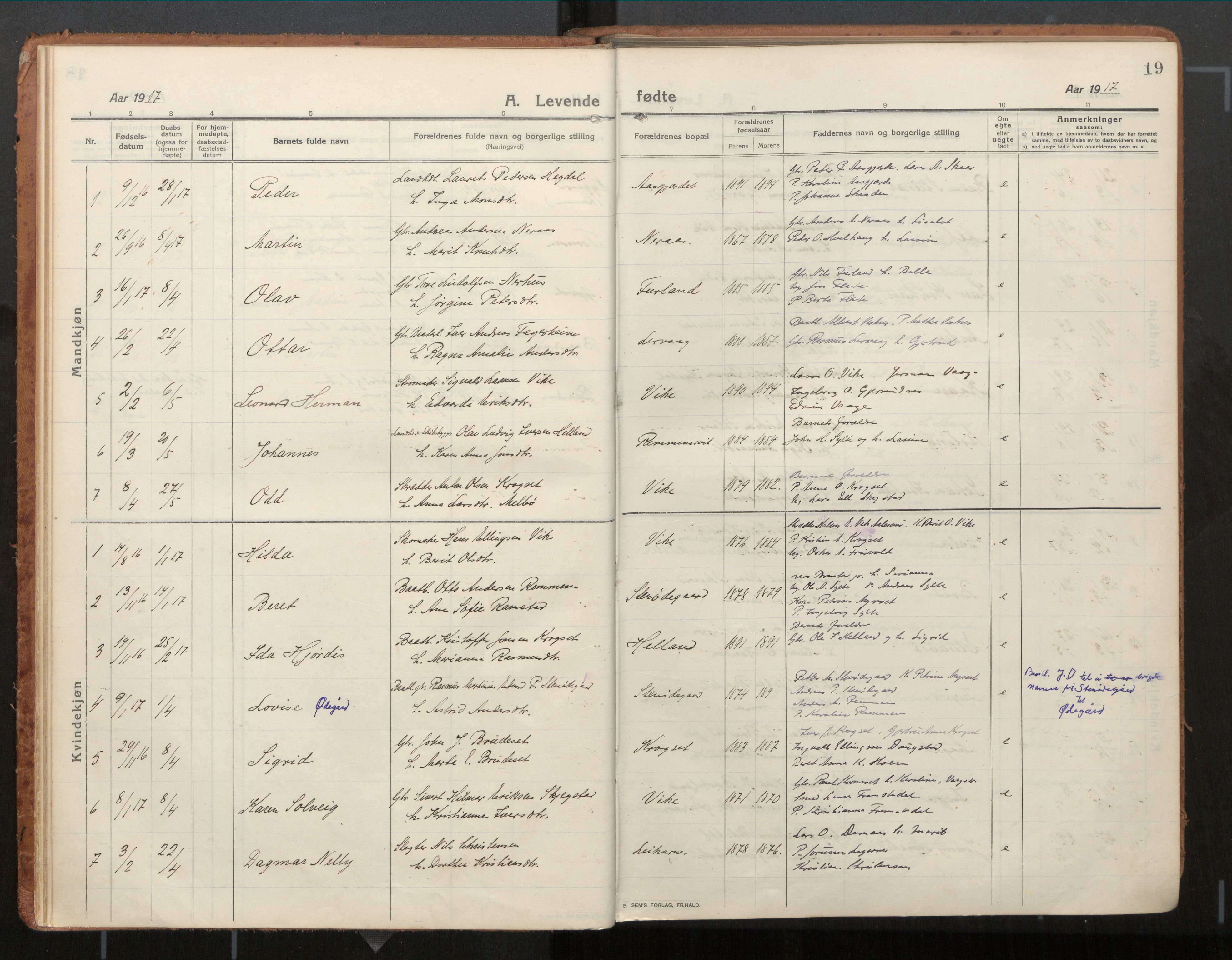 Ministerialprotokoller, klokkerbøker og fødselsregistre - Møre og Romsdal, SAT/A-1454/539/L0534a: Parish register (official) no. 539A08, 1912-1935, p. 19