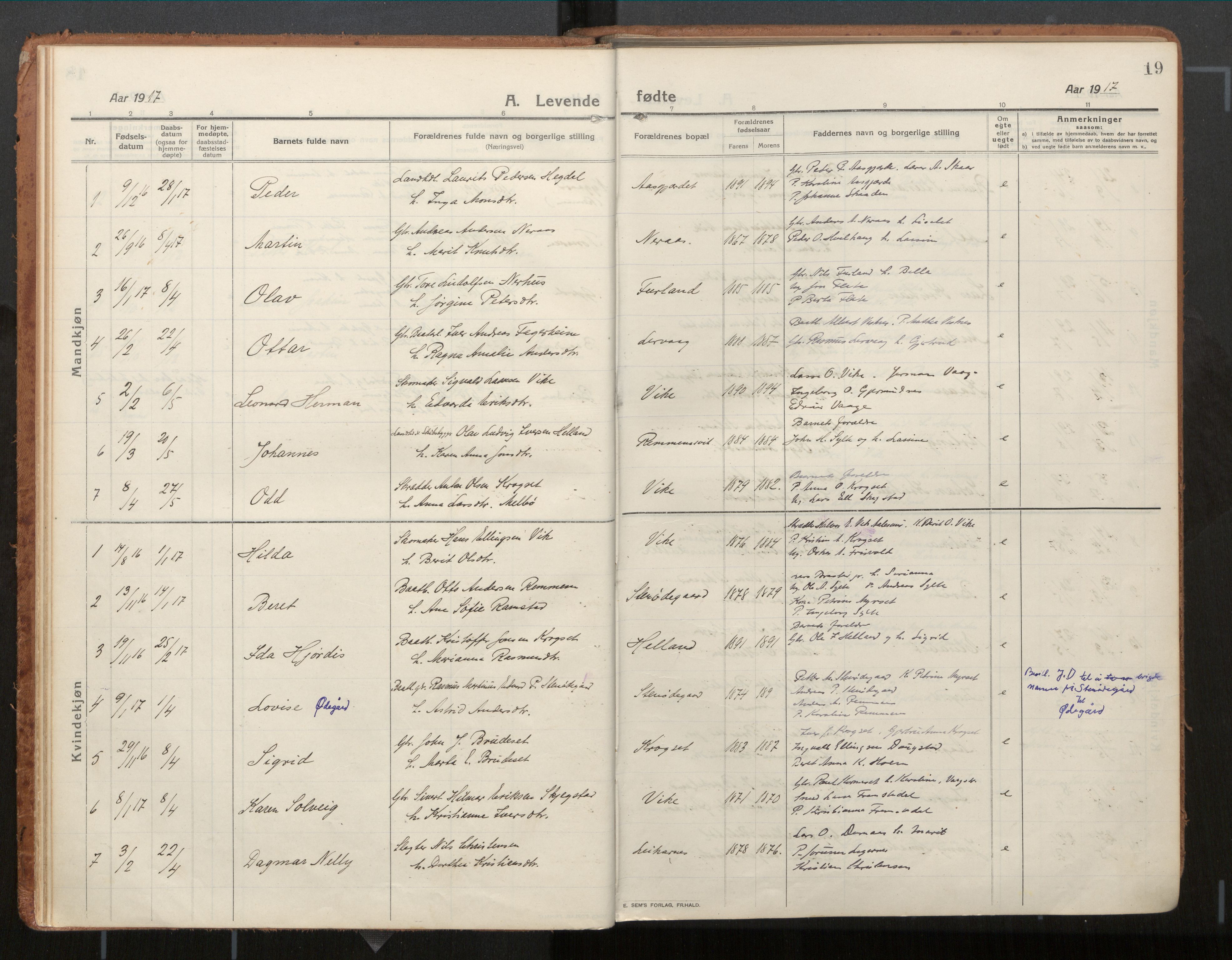 Ministerialprotokoller, klokkerbøker og fødselsregistre - Møre og Romsdal, AV/SAT-A-1454/539/L0534a: Parish register (official) no. 539A08, 1912-1935, p. 19