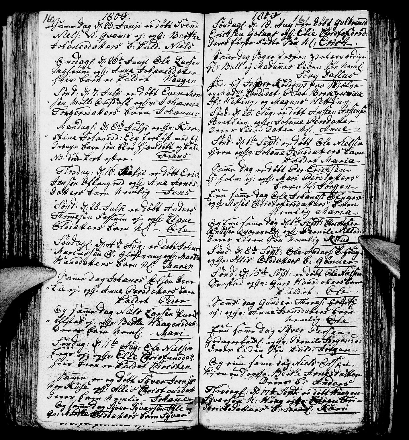 Nes prestekontor, Hedmark, AV/SAH-PREST-020/L/La/L0002: Parish register (copy) no. 2, 1785-1813, p. 160-161