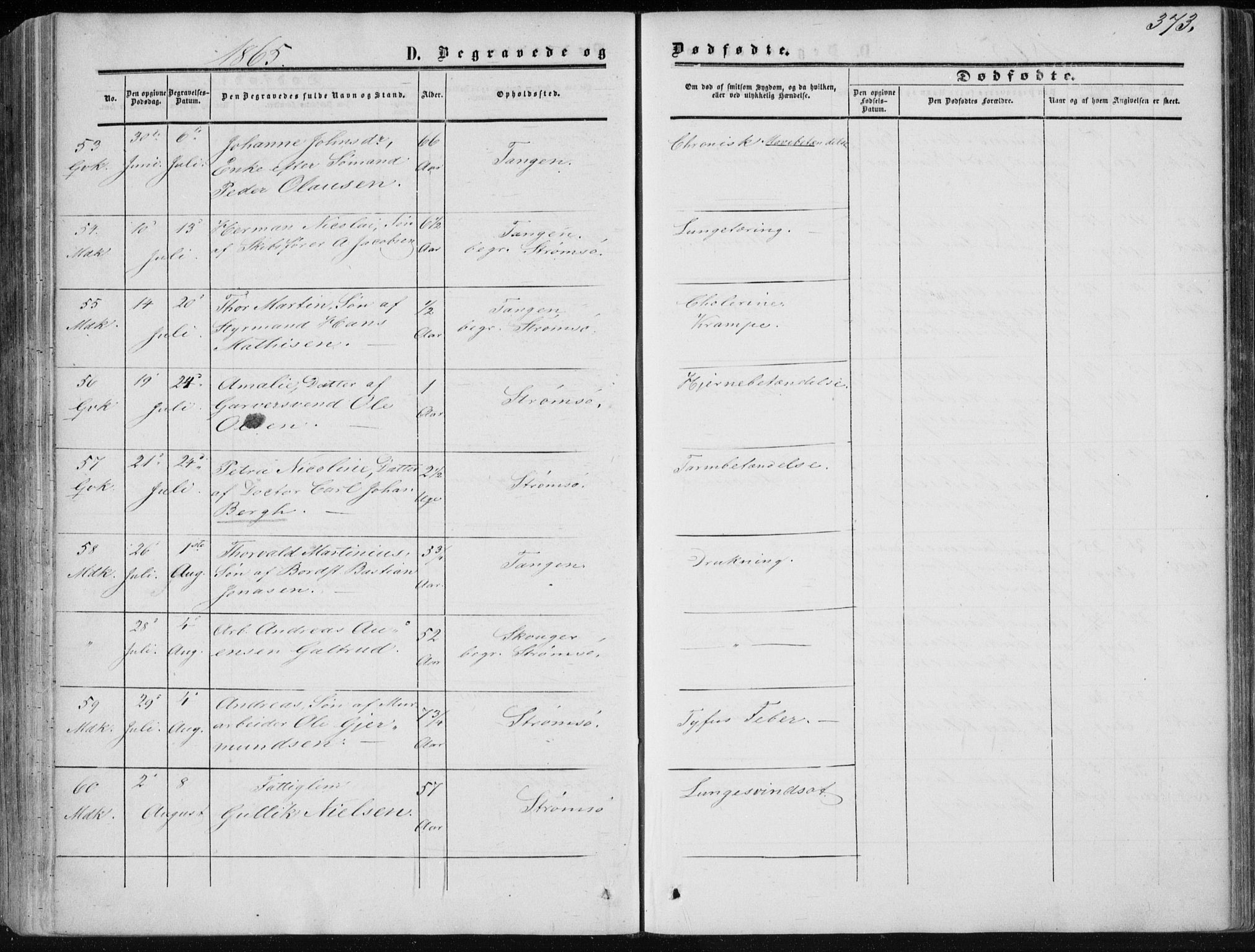 Strømsø kirkebøker, AV/SAKO-A-246/F/Fa/L0015: Parish register (official) no. I 15, 1859-1868, p. 373