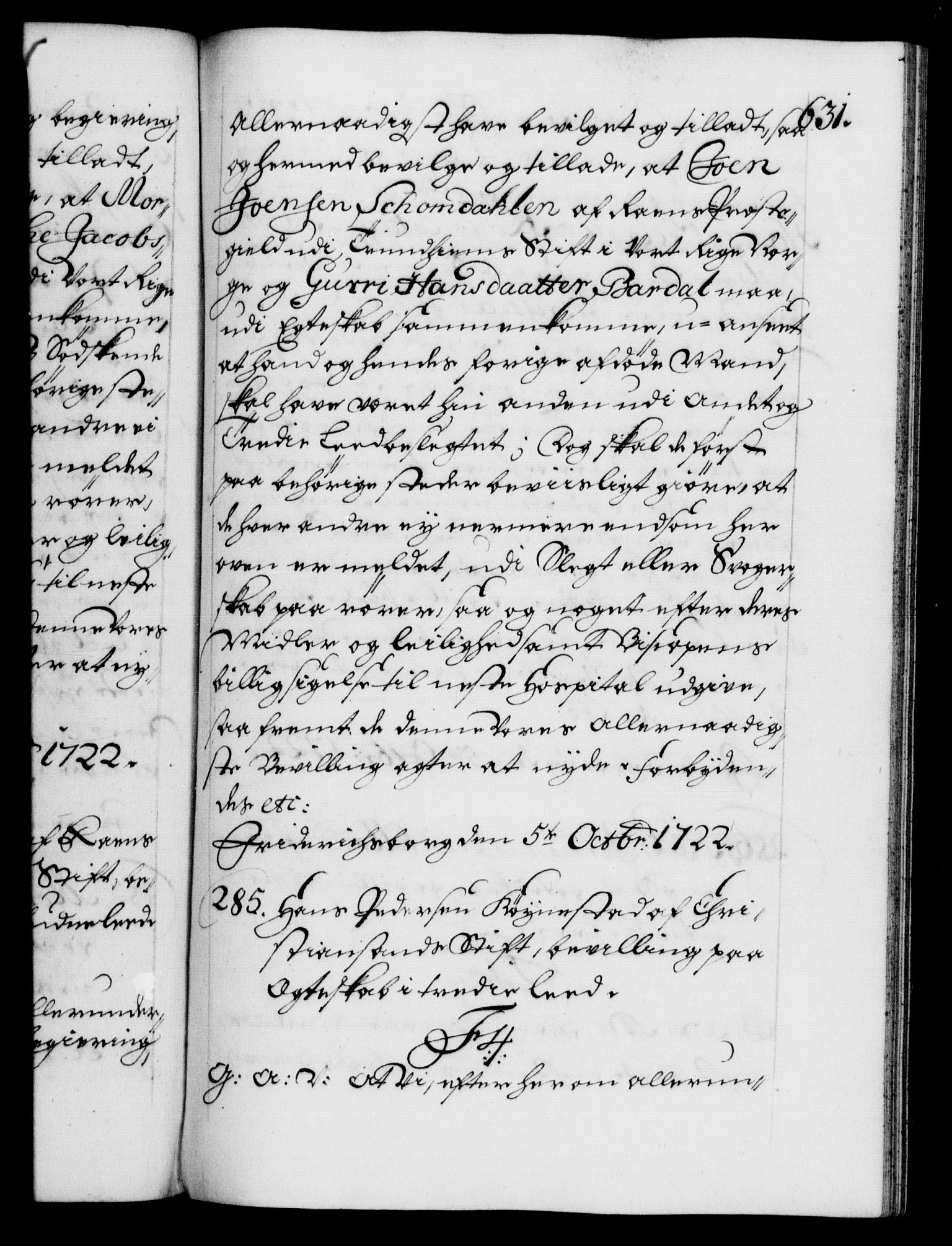 Danske Kanselli 1572-1799, AV/RA-EA-3023/F/Fc/Fca/Fcaa/L0023: Norske registre, 1720-1722, p. 631a