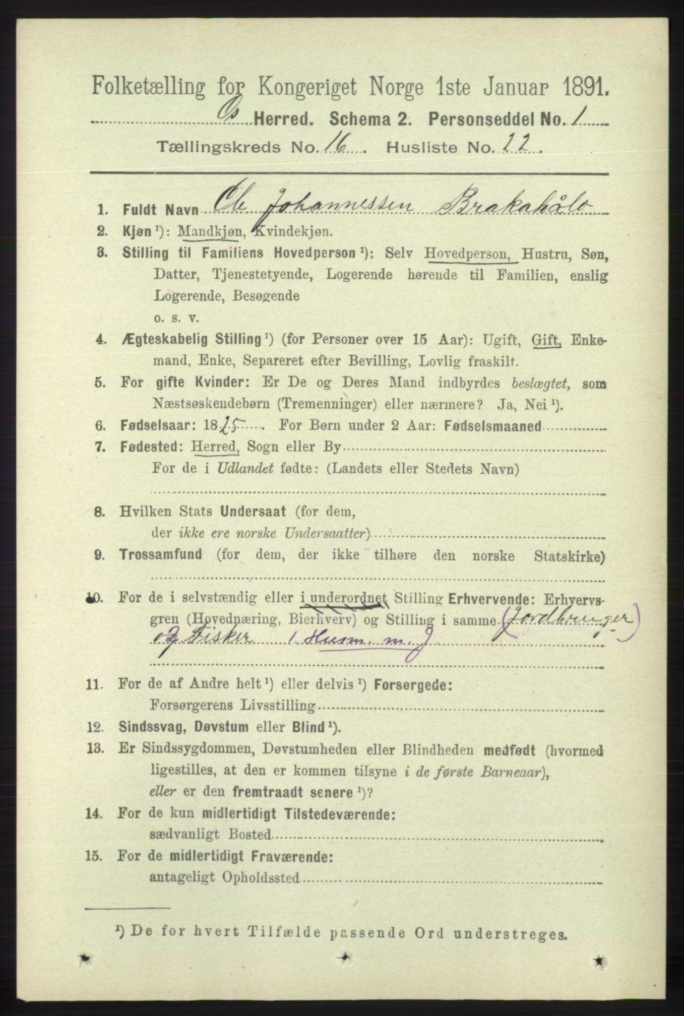 RA, 1891 census for 1243 Os, 1891, p. 3522