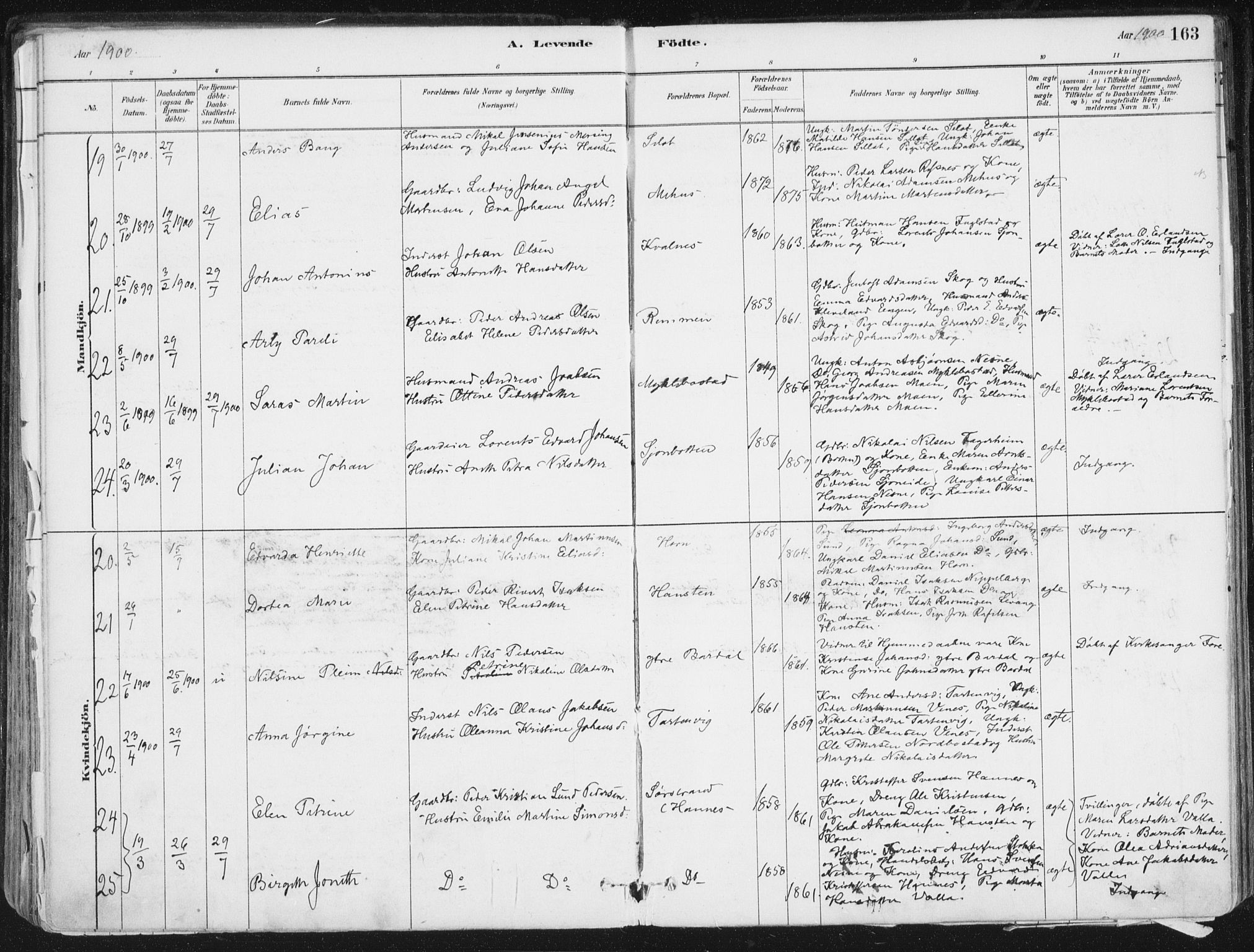 Ministerialprotokoller, klokkerbøker og fødselsregistre - Nordland, AV/SAT-A-1459/838/L0552: Parish register (official) no. 838A10, 1880-1910, p. 163