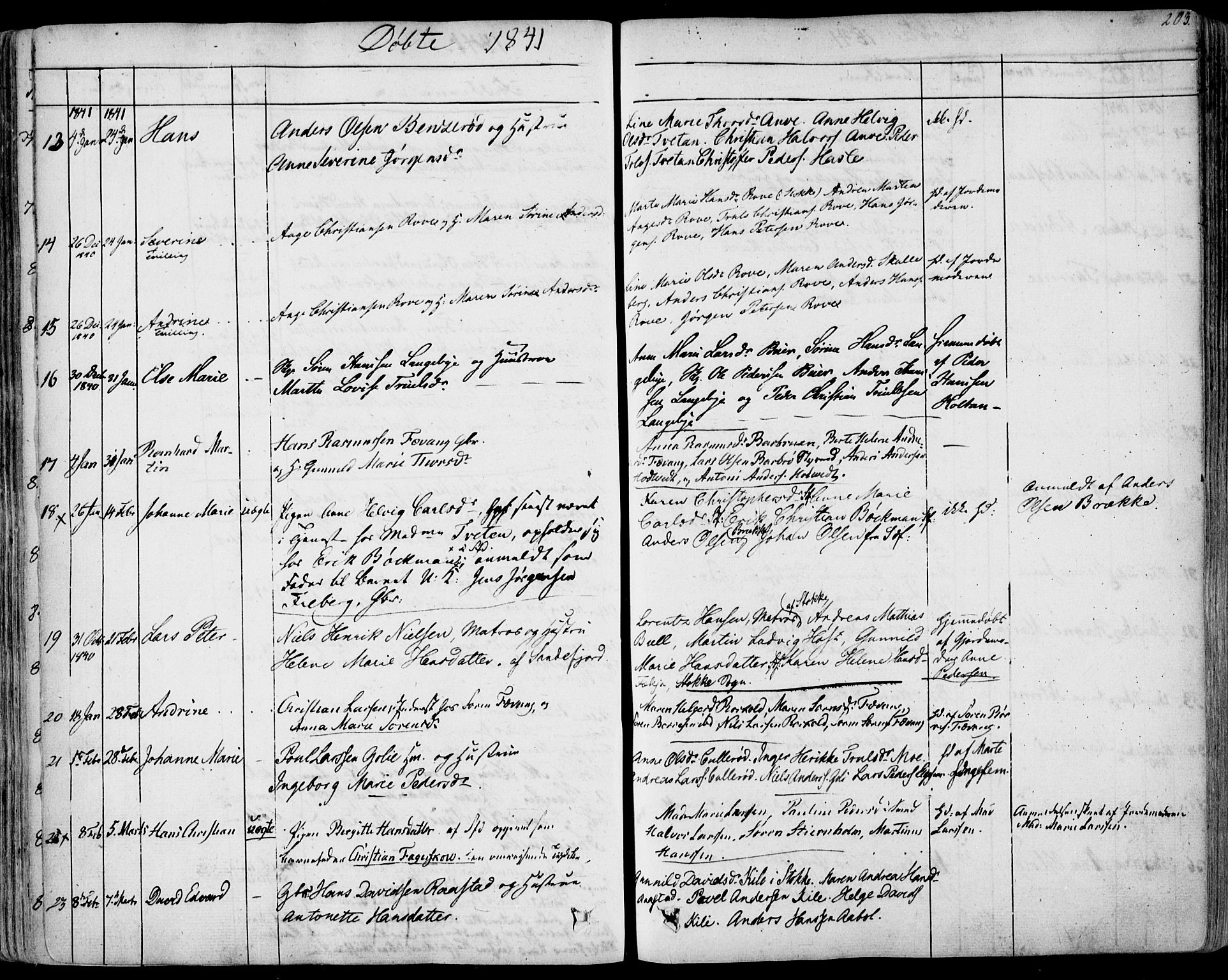 Sandar kirkebøker, AV/SAKO-A-243/F/Fa/L0005: Parish register (official) no. 5, 1832-1847, p. 202-203
