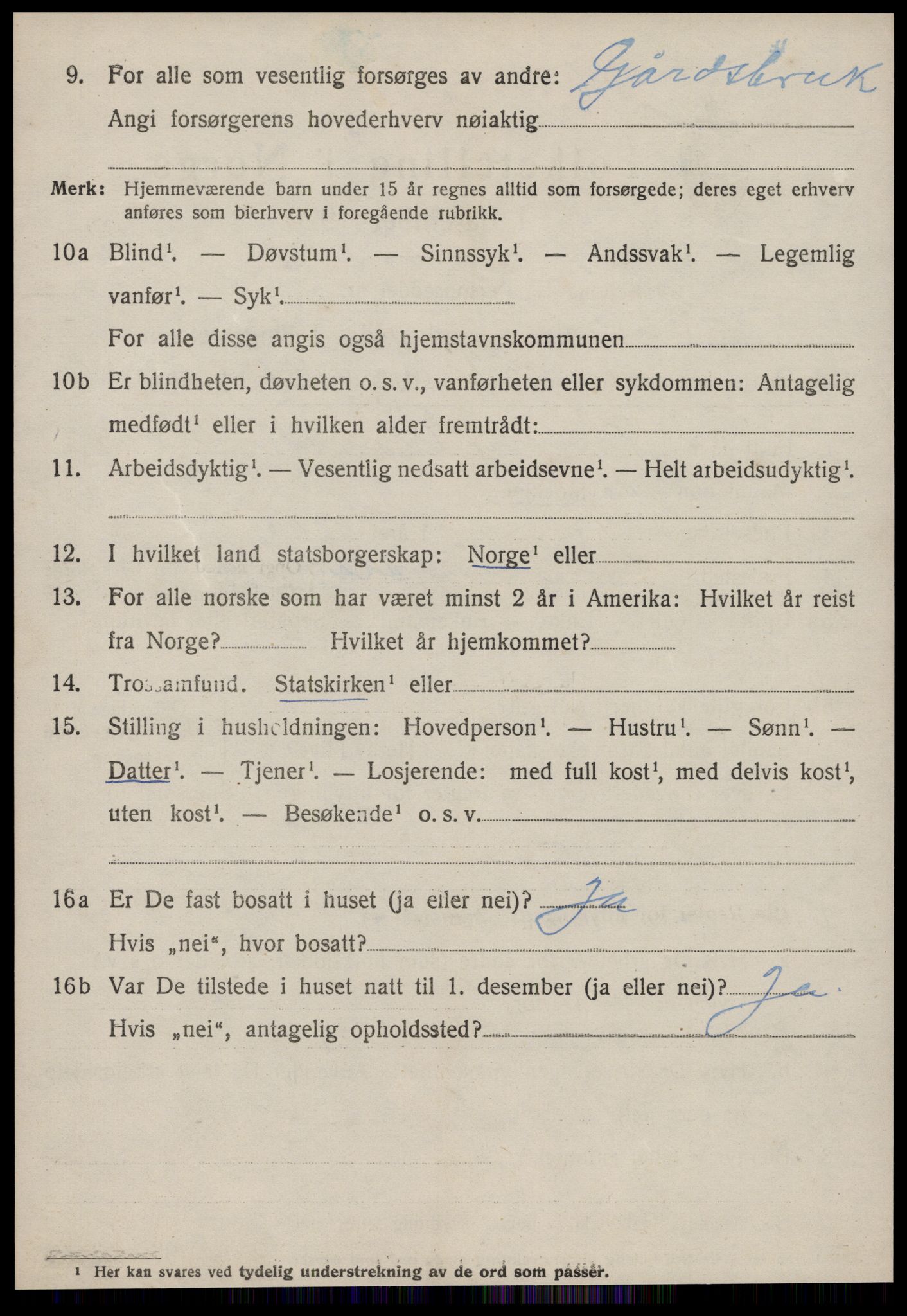 SAT, 1920 census for Sande (MR), 1920, p. 3903