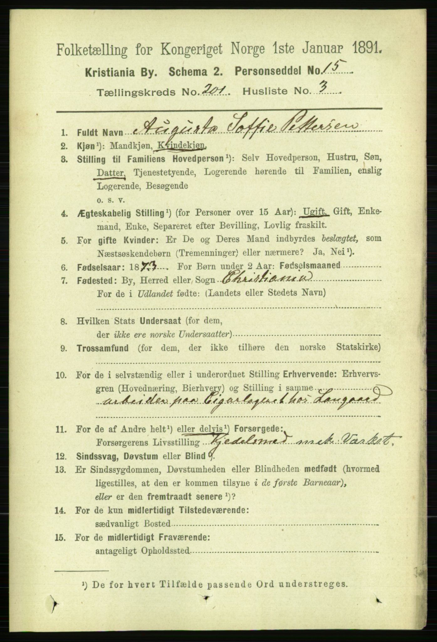 RA, 1891 census for 0301 Kristiania, 1891, p. 120982