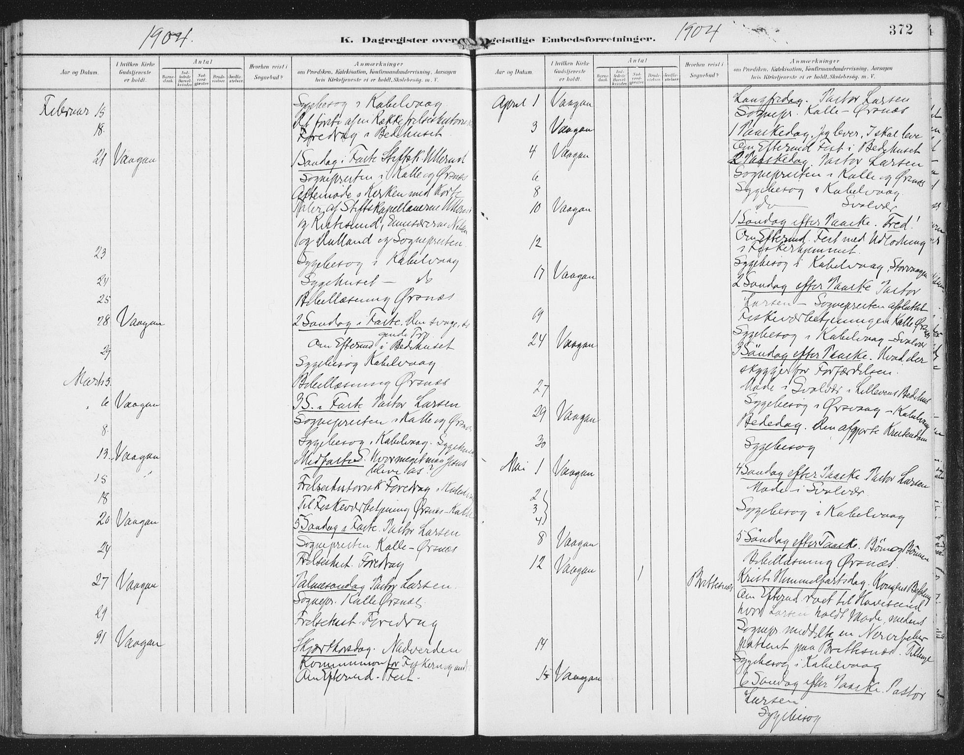 Ministerialprotokoller, klokkerbøker og fødselsregistre - Nordland, AV/SAT-A-1459/874/L1062: Parish register (official) no. 874A06, 1899-1907, p. 372