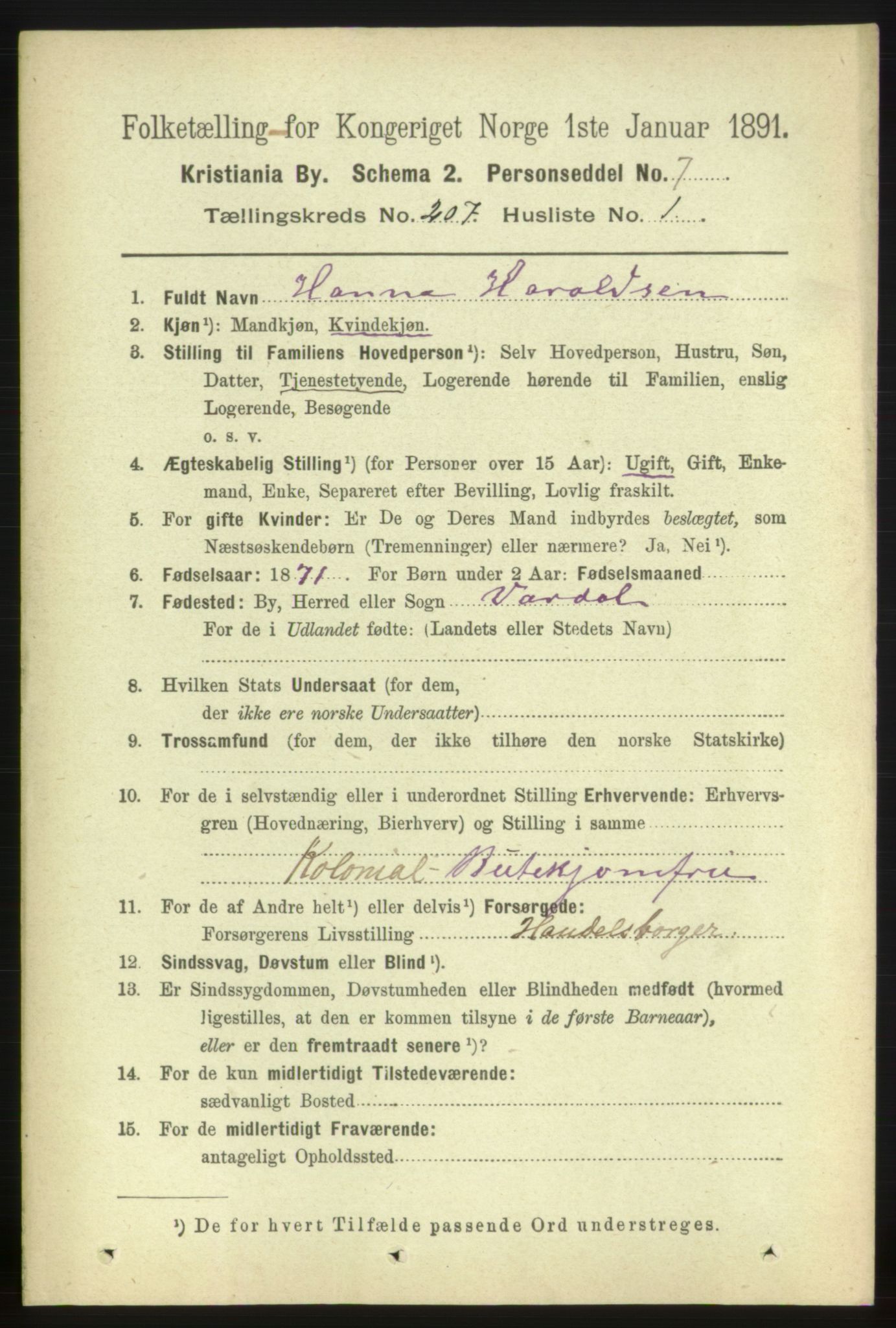 RA, 1891 census for 0301 Kristiania, 1891, p. 124279