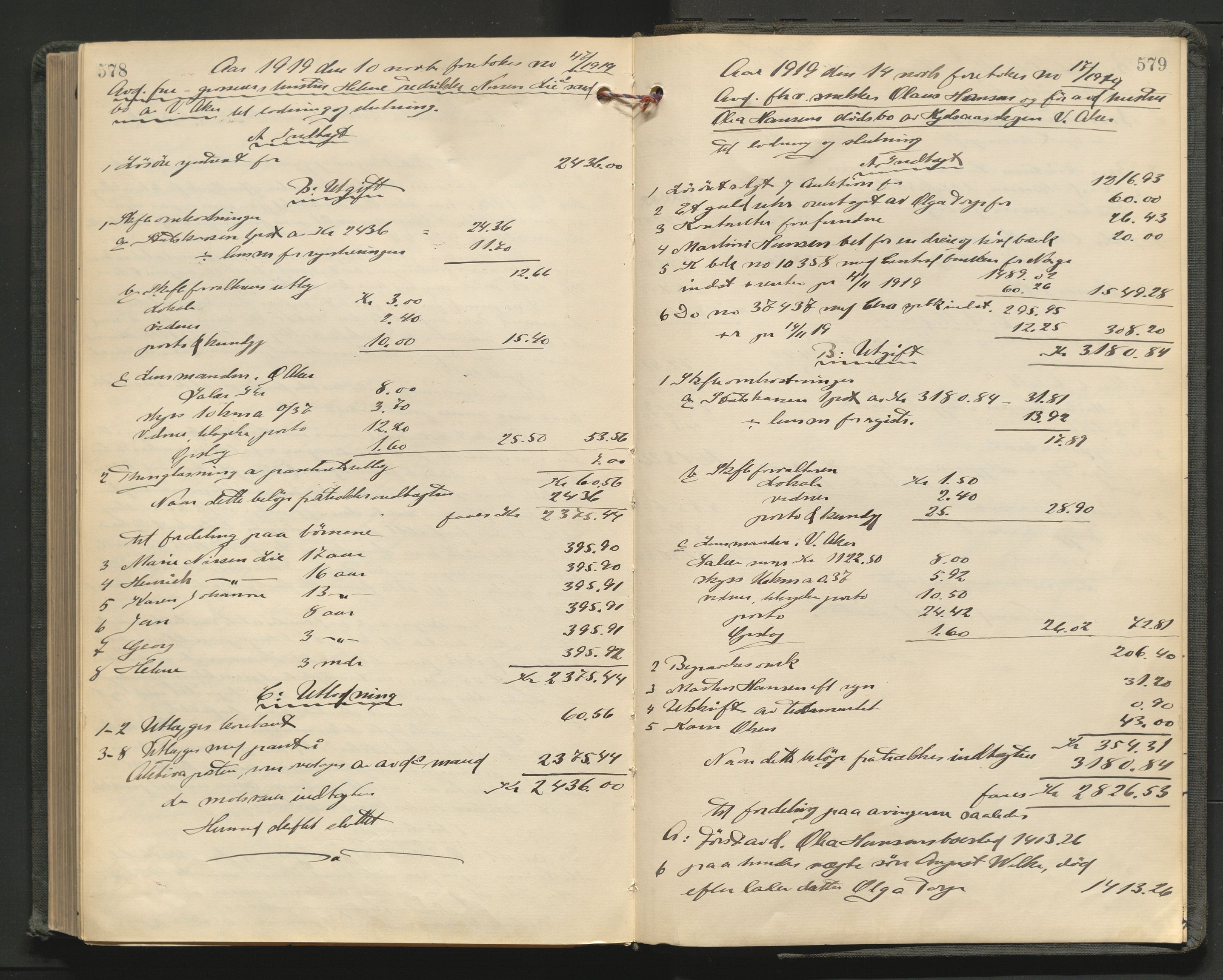 Aker kriminaldommer, skifte- og auksjonsforvalterembete, AV/SAO-A-10452/H/He/L0005: Utlodningsprotokoll, 1915-1919, p. 578-579