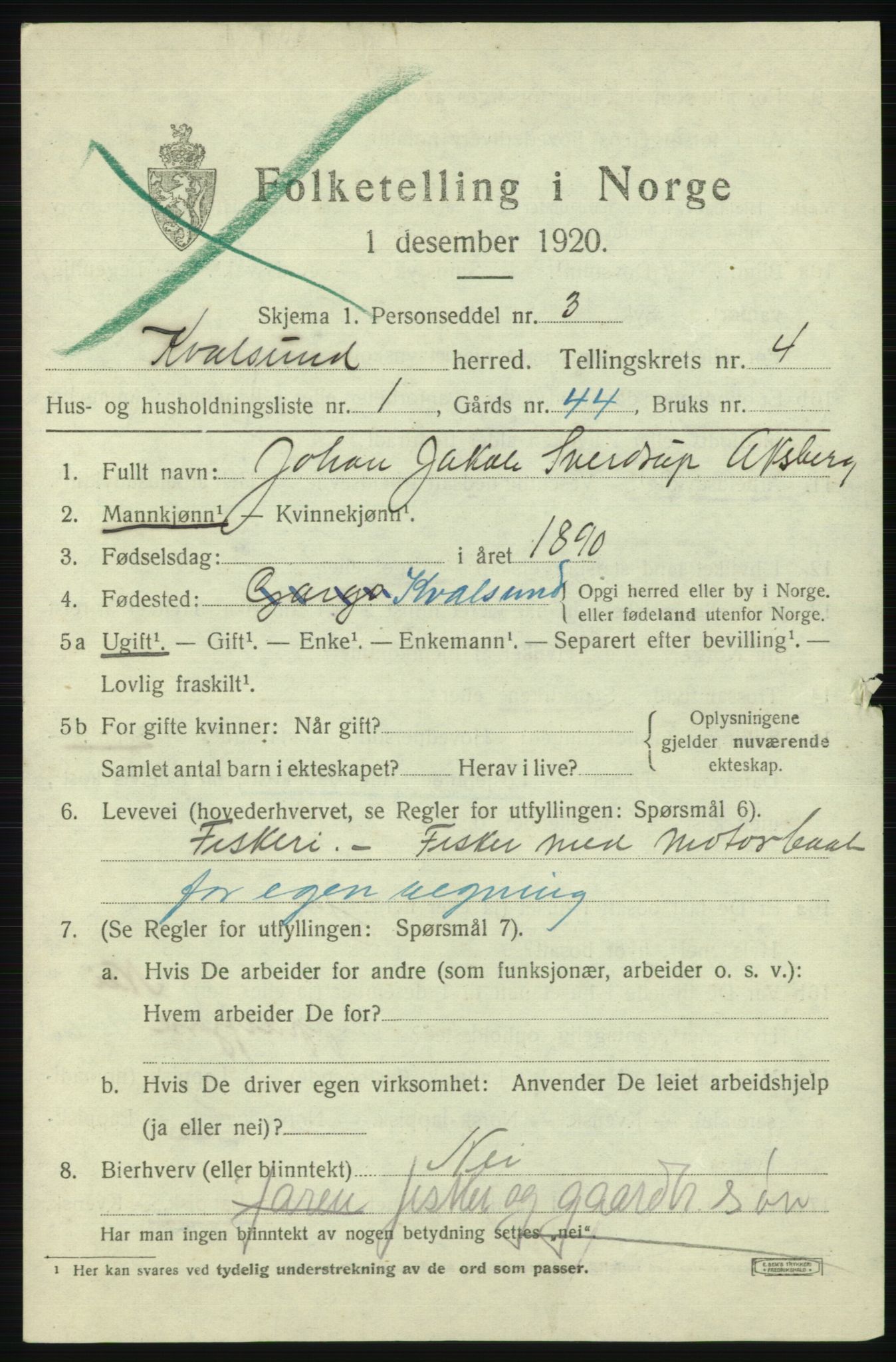 SATØ, 1920 census for , 1920, p. 1330