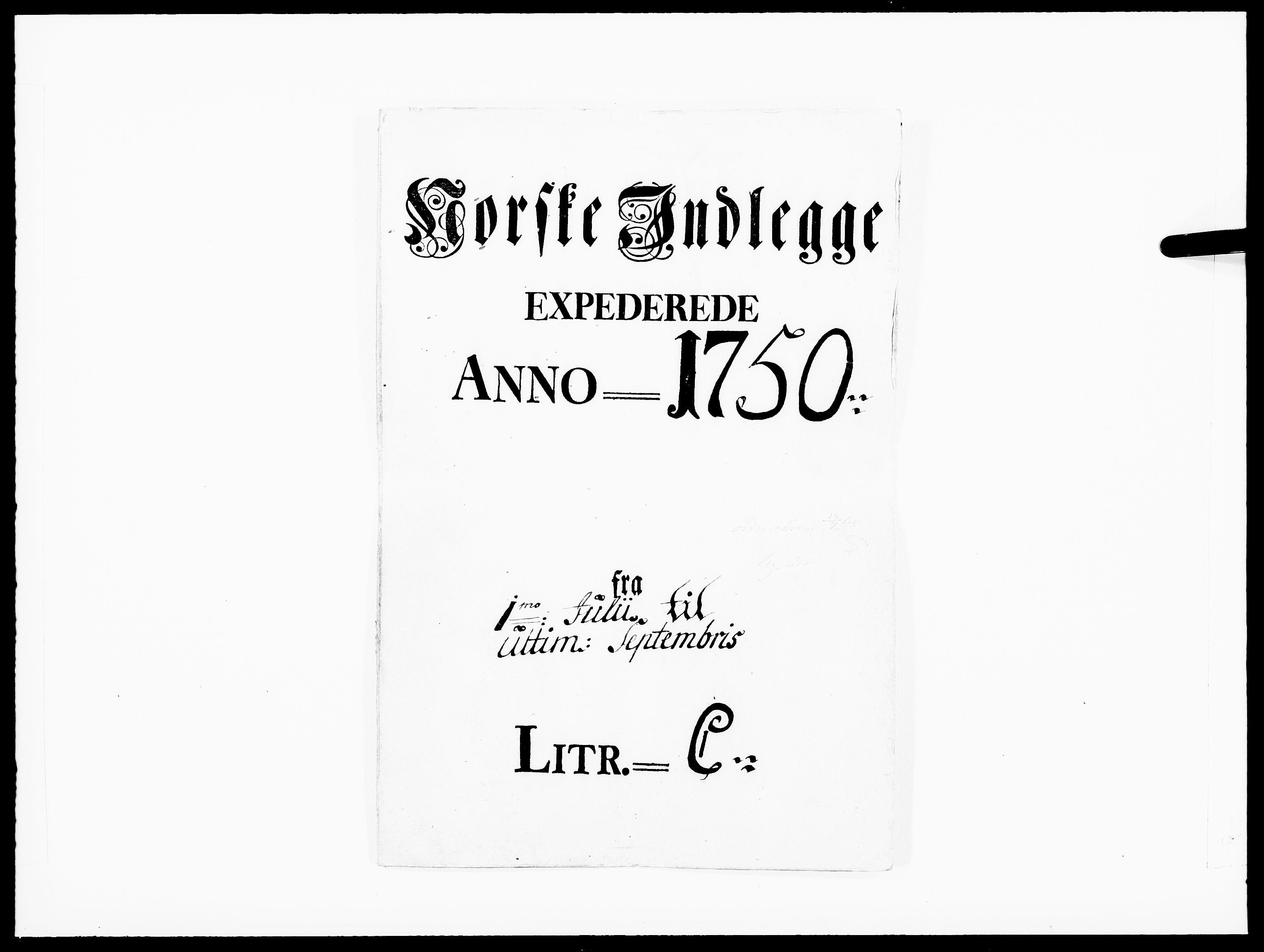 Danske Kanselli 1572-1799, AV/RA-EA-3023/F/Fc/Fcc/Fcca/L0156: Norske innlegg 1572-1799, 1750, p. 1