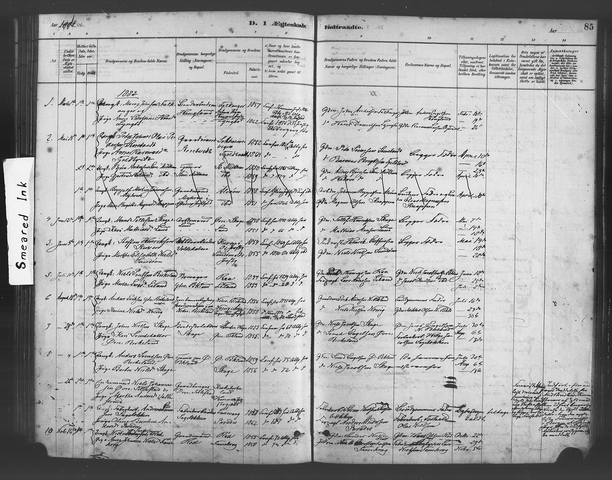 Fana Sokneprestembete, SAB/A-75101/H/Haa/Haab/L0001: Parish register (official) no. B 1, 1878-1889, p. 85