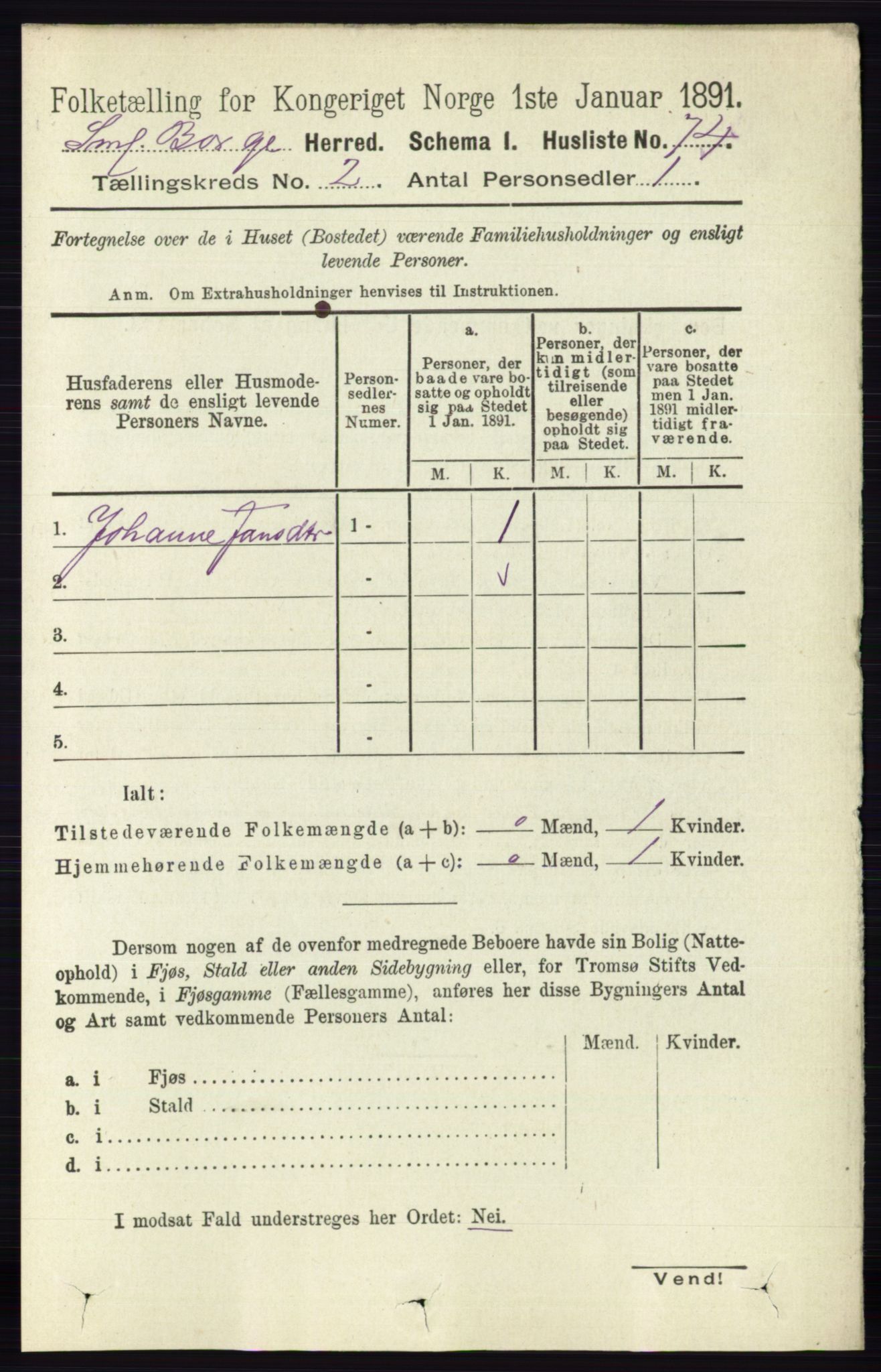 RA, 1891 census for 0113 Borge, 1891, p. 813