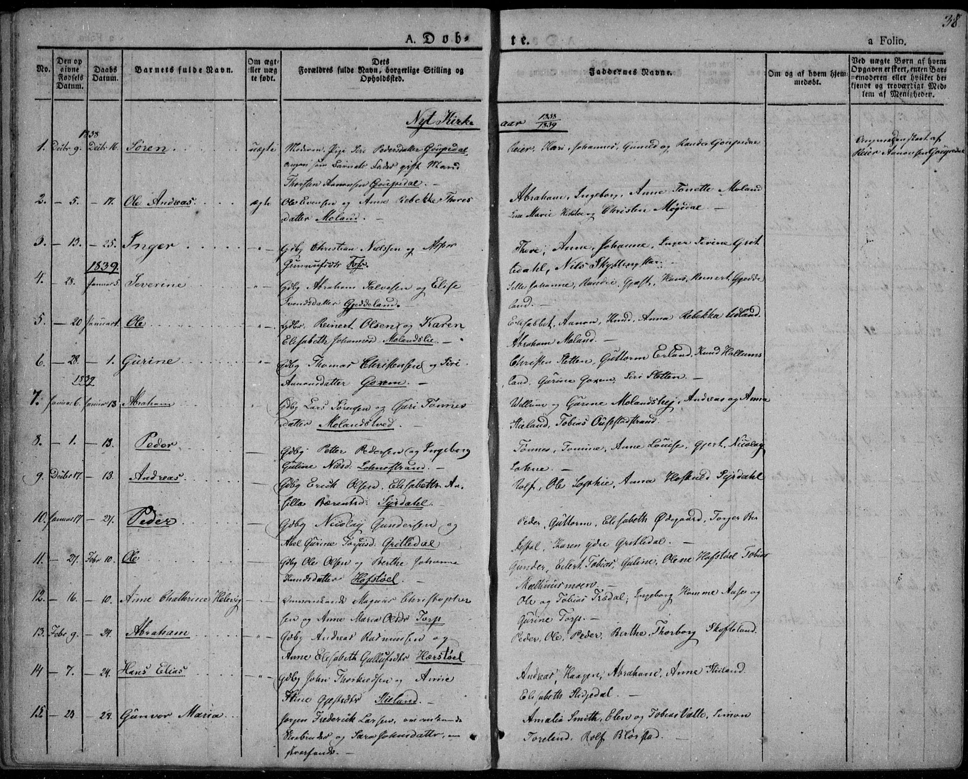 Sør-Audnedal sokneprestkontor, AV/SAK-1111-0039/F/Fa/Fab/L0006: Parish register (official) no. A 6, 1829-1855, p. 38