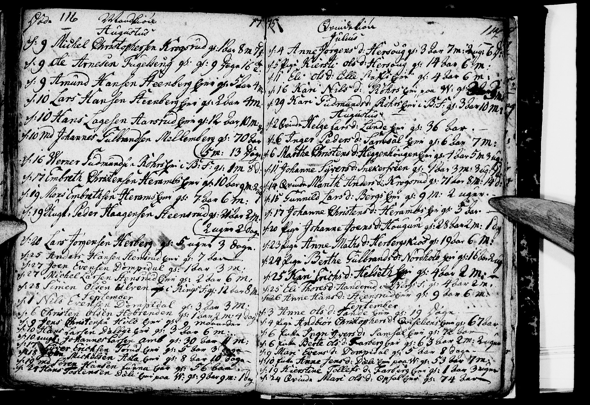 Ringsaker prestekontor, AV/SAH-PREST-014/I/Ia/L0005/0001: Parish register draft no. 5.1, 1773-1775, p. 116-117