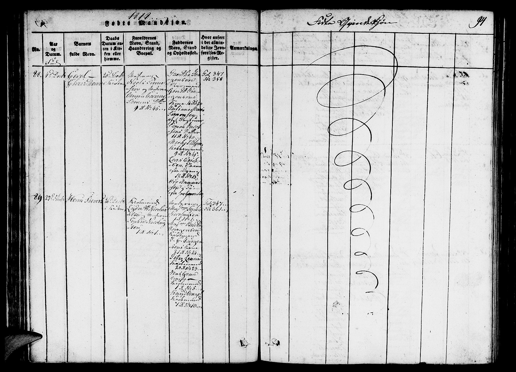 Nykirken Sokneprestembete, AV/SAB-A-77101/H/Hab/L0003: Parish register (copy) no. A 4, 1816-1821, p. 94