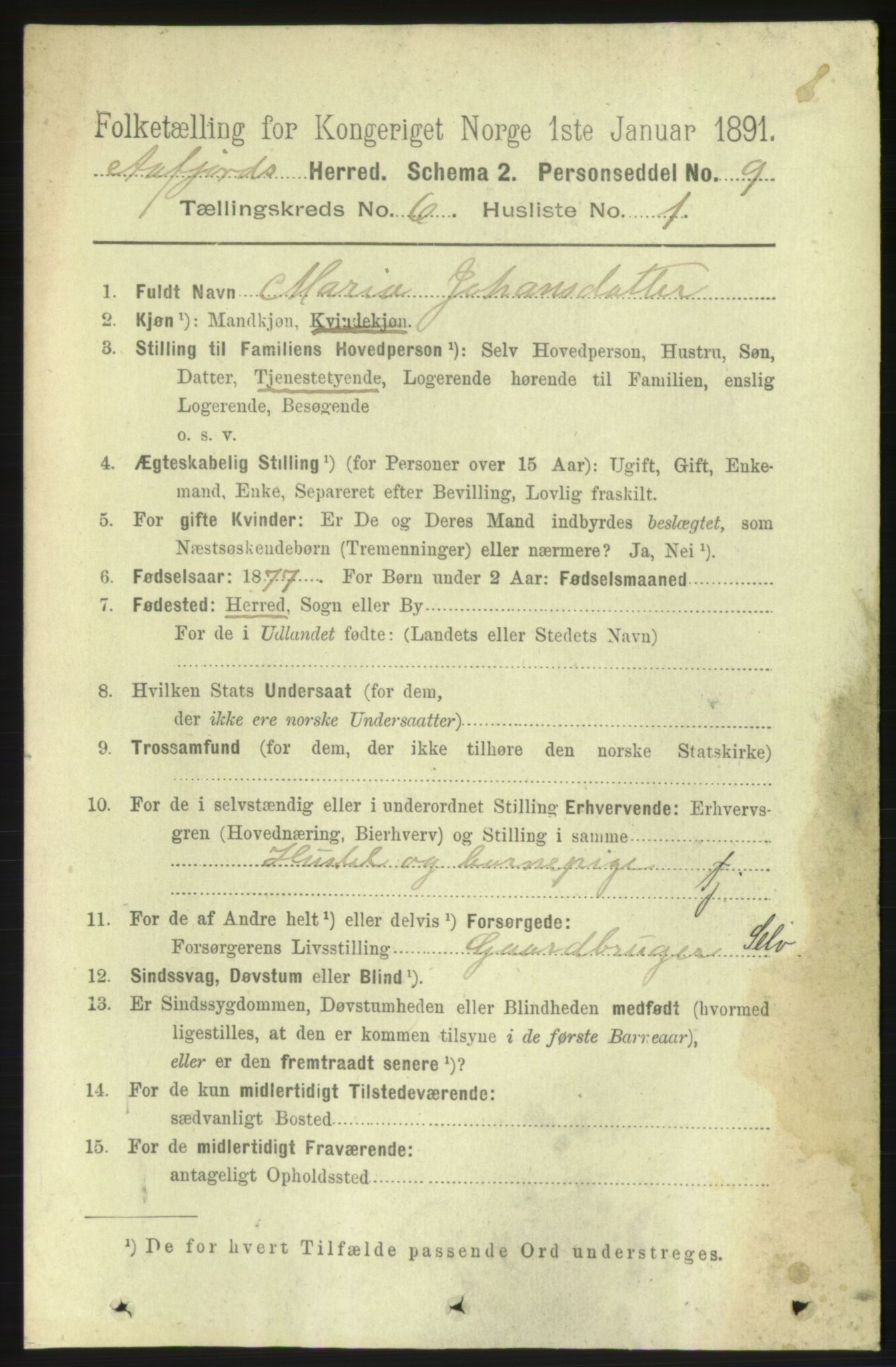 RA, 1891 census for 1630 Åfjord, 1891, p. 1483