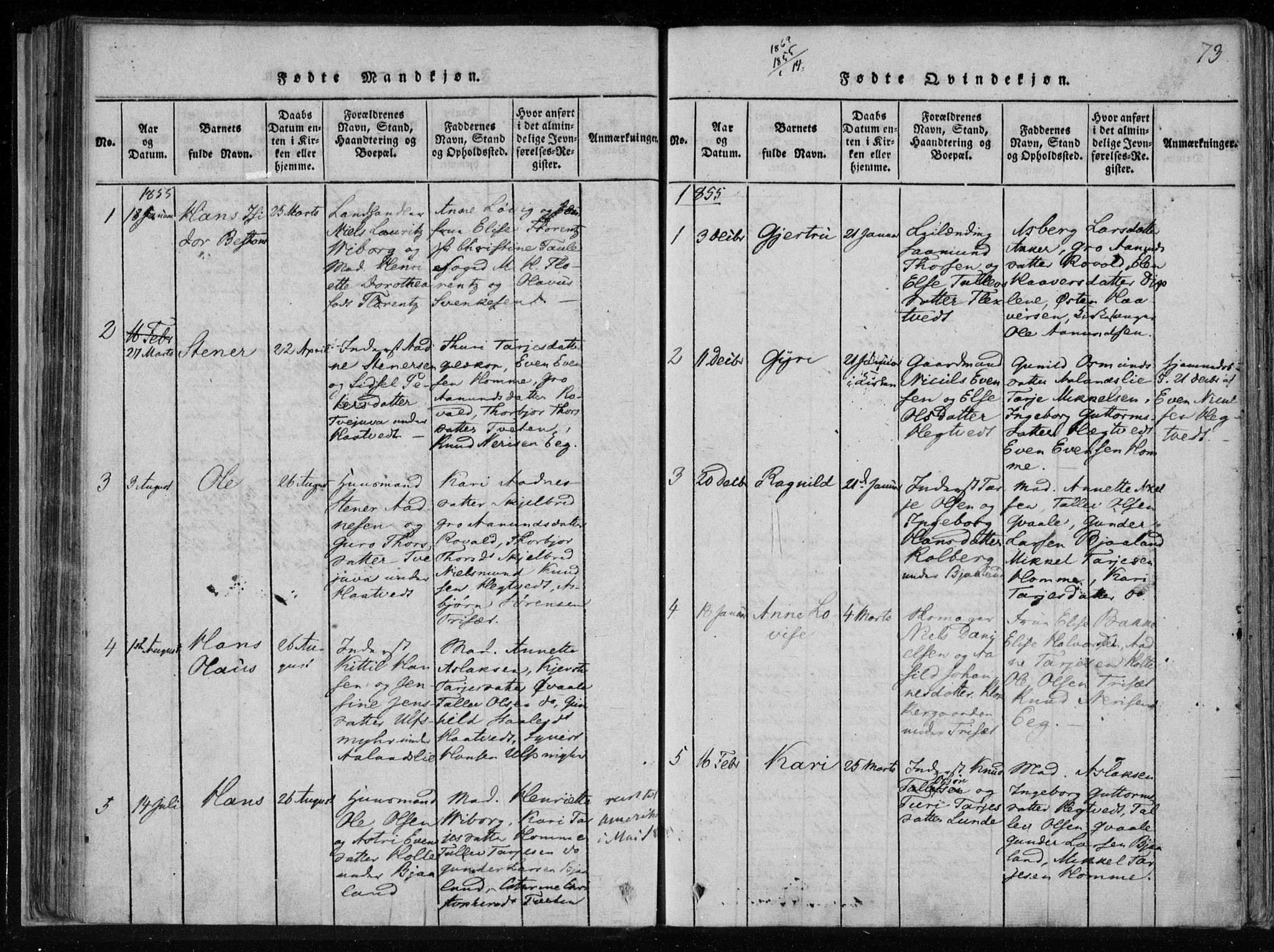 Lårdal kirkebøker, SAKO/A-284/F/Fa/L0005: Parish register (official) no. I 5, 1815-1860, p. 73