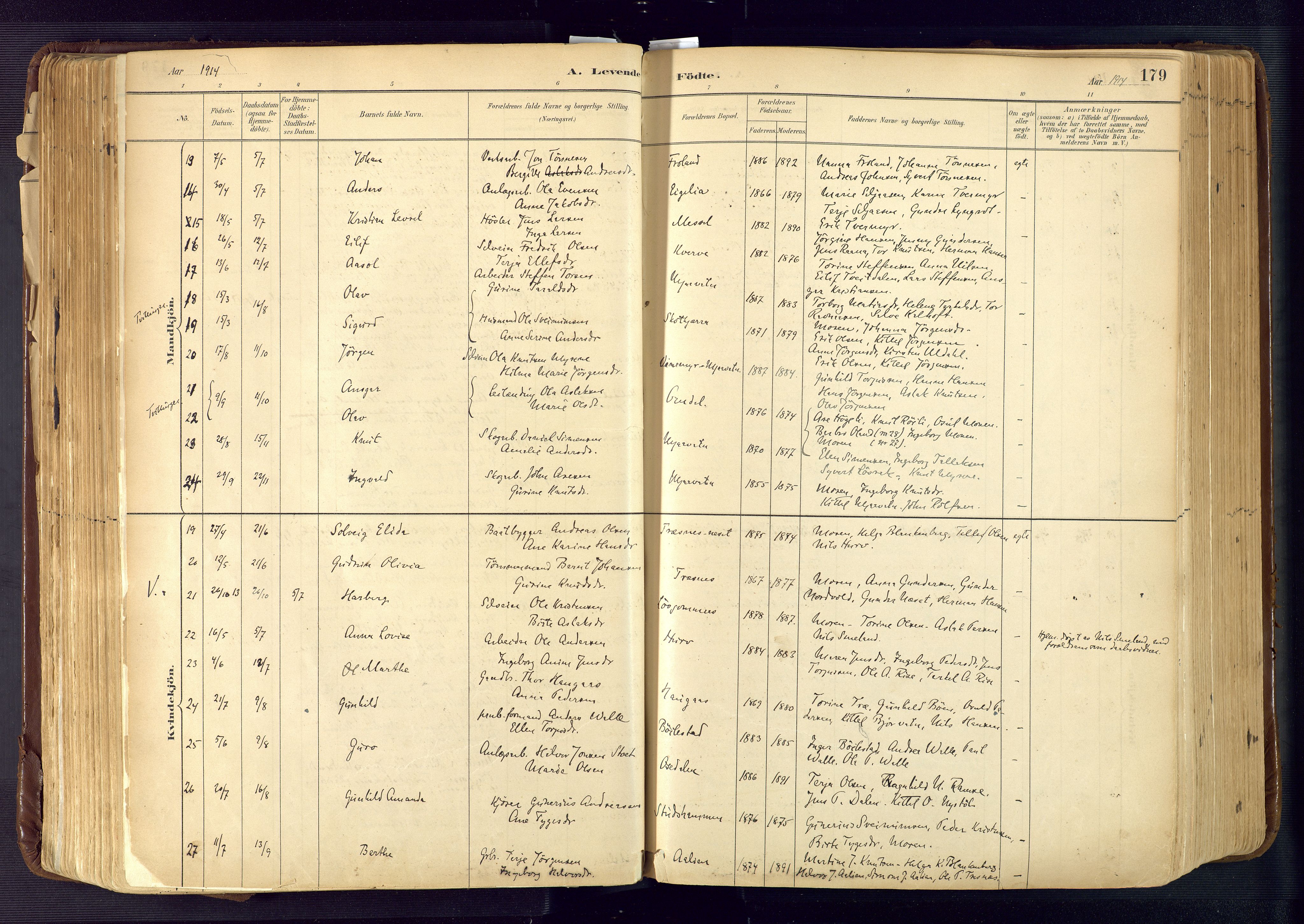 Froland sokneprestkontor, SAK/1111-0013/F/Fa/L0005: Parish register (official) no. A 5, 1882-1921, p. 179