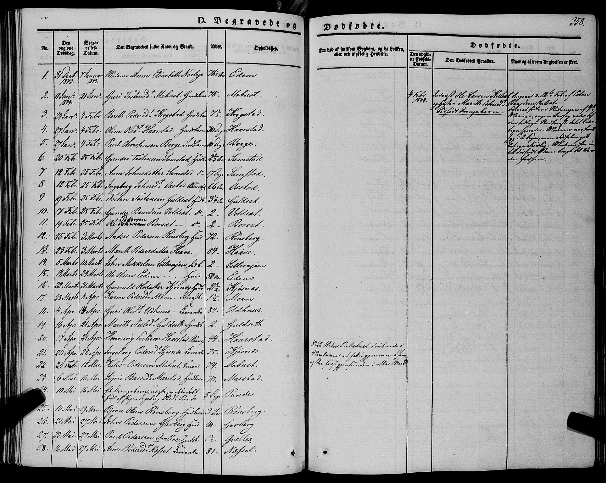 Ministerialprotokoller, klokkerbøker og fødselsregistre - Sør-Trøndelag, SAT/A-1456/695/L1145: Parish register (official) no. 695A06 /1, 1843-1859, p. 358
