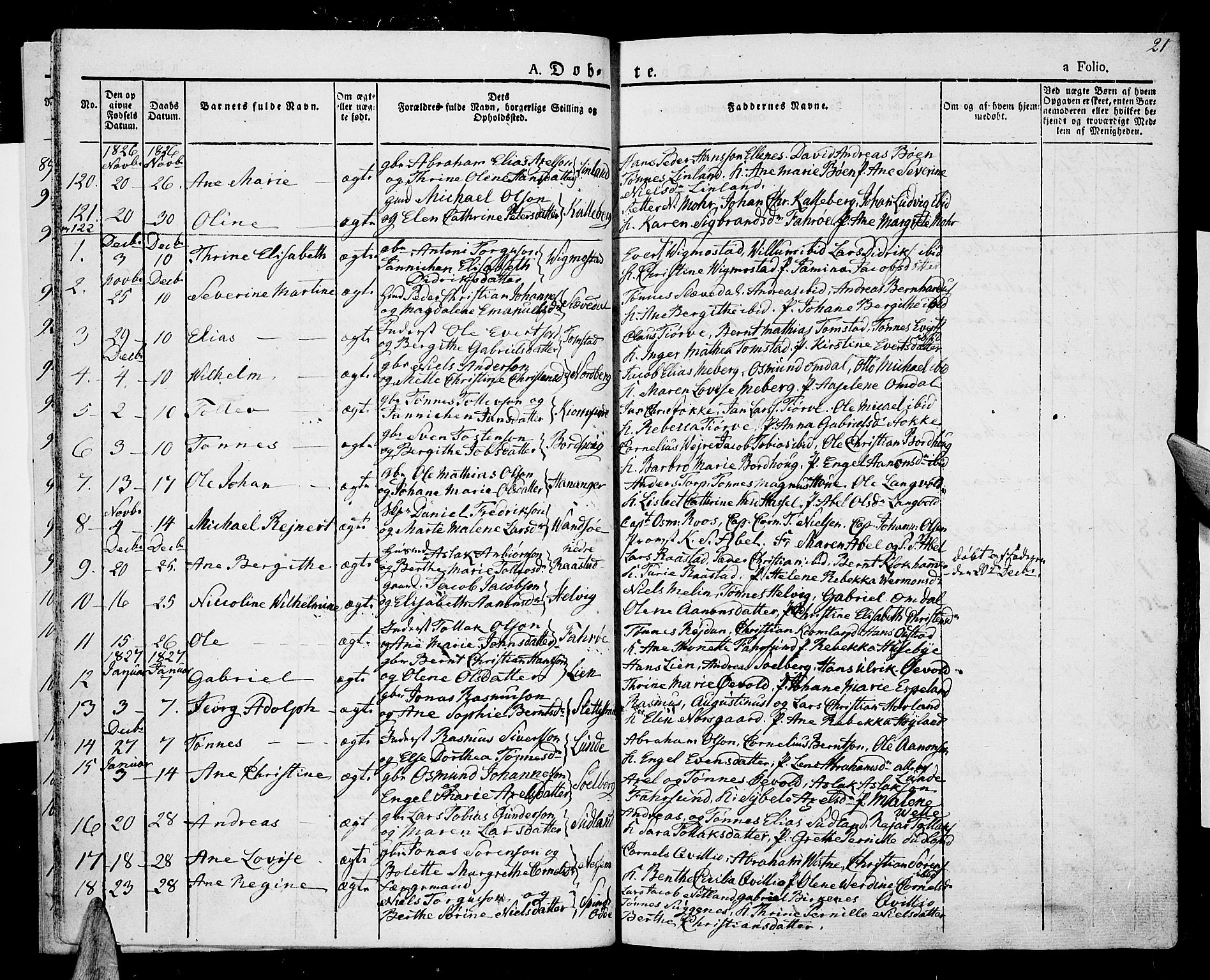 Lista sokneprestkontor, AV/SAK-1111-0027/F/Fa/L0008: Parish register (official) no. A 8, 1823-1835, p. 21