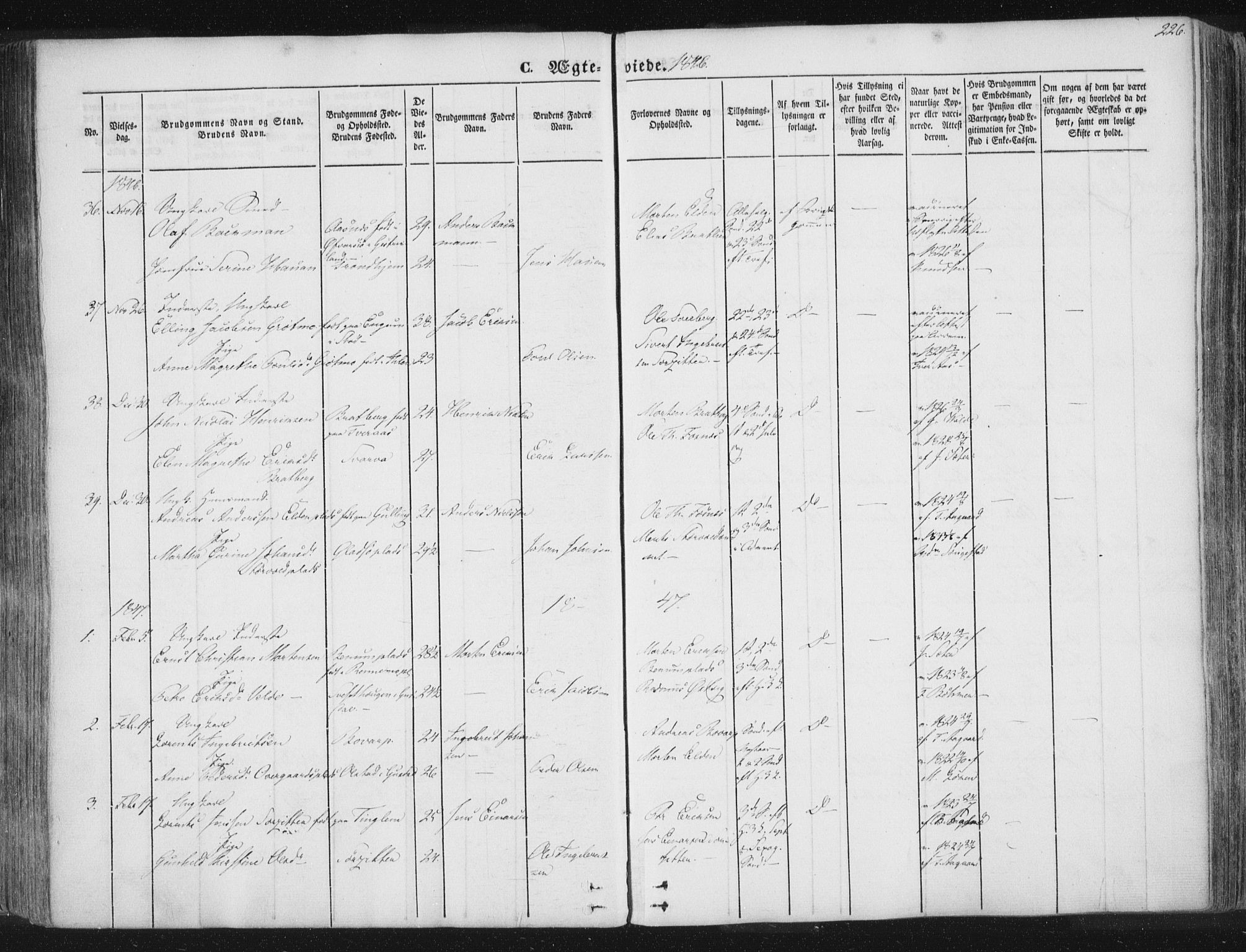 Ministerialprotokoller, klokkerbøker og fødselsregistre - Nord-Trøndelag, AV/SAT-A-1458/741/L0392: Parish register (official) no. 741A06, 1836-1848, p. 226