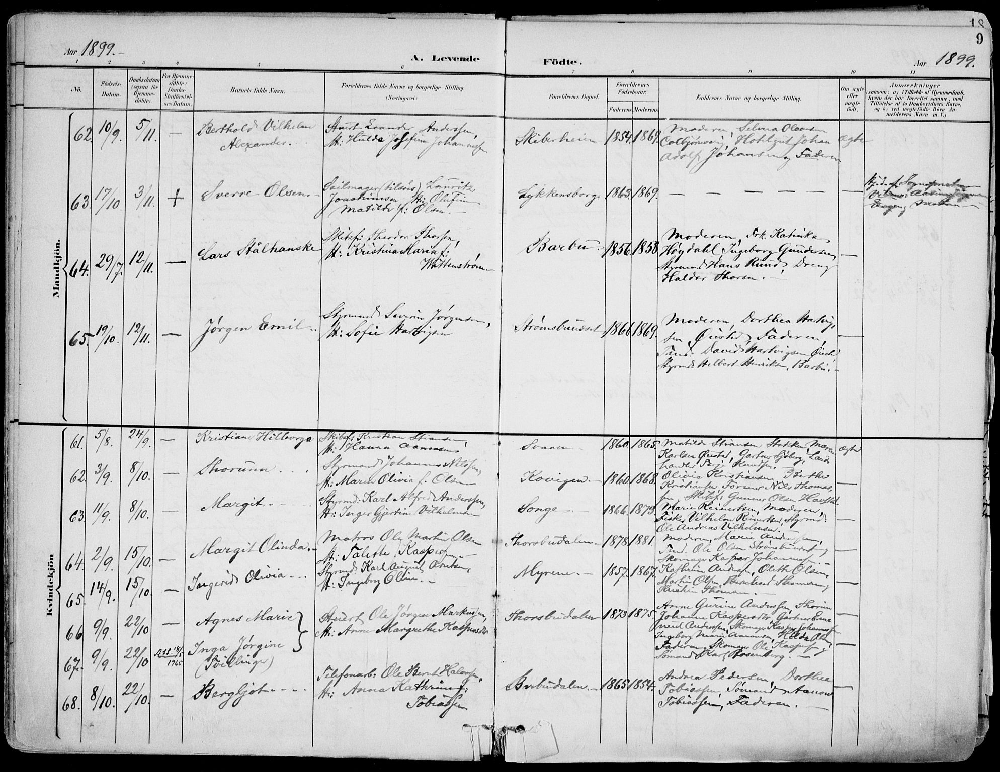 Barbu sokneprestkontor, AV/SAK-1111-0003/F/Fa/L0005: Parish register (official) no. A 5, 1899-1909, p. 9