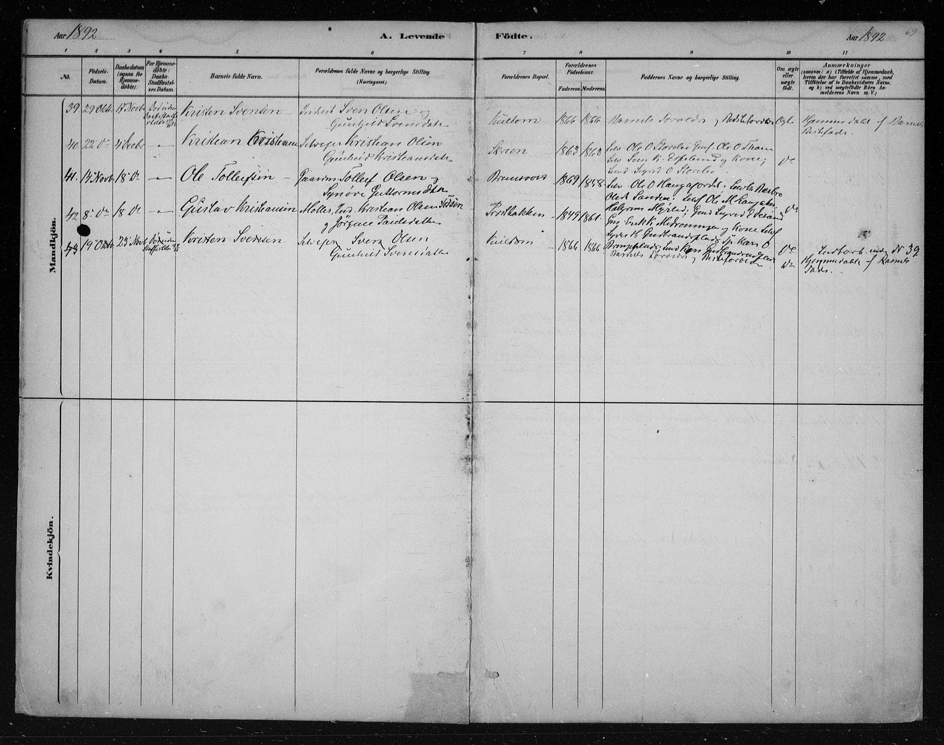 Nes kirkebøker, SAKO/A-236/F/Fa/L0011: Parish register (official) no. 11, 1881-1912, p. 69