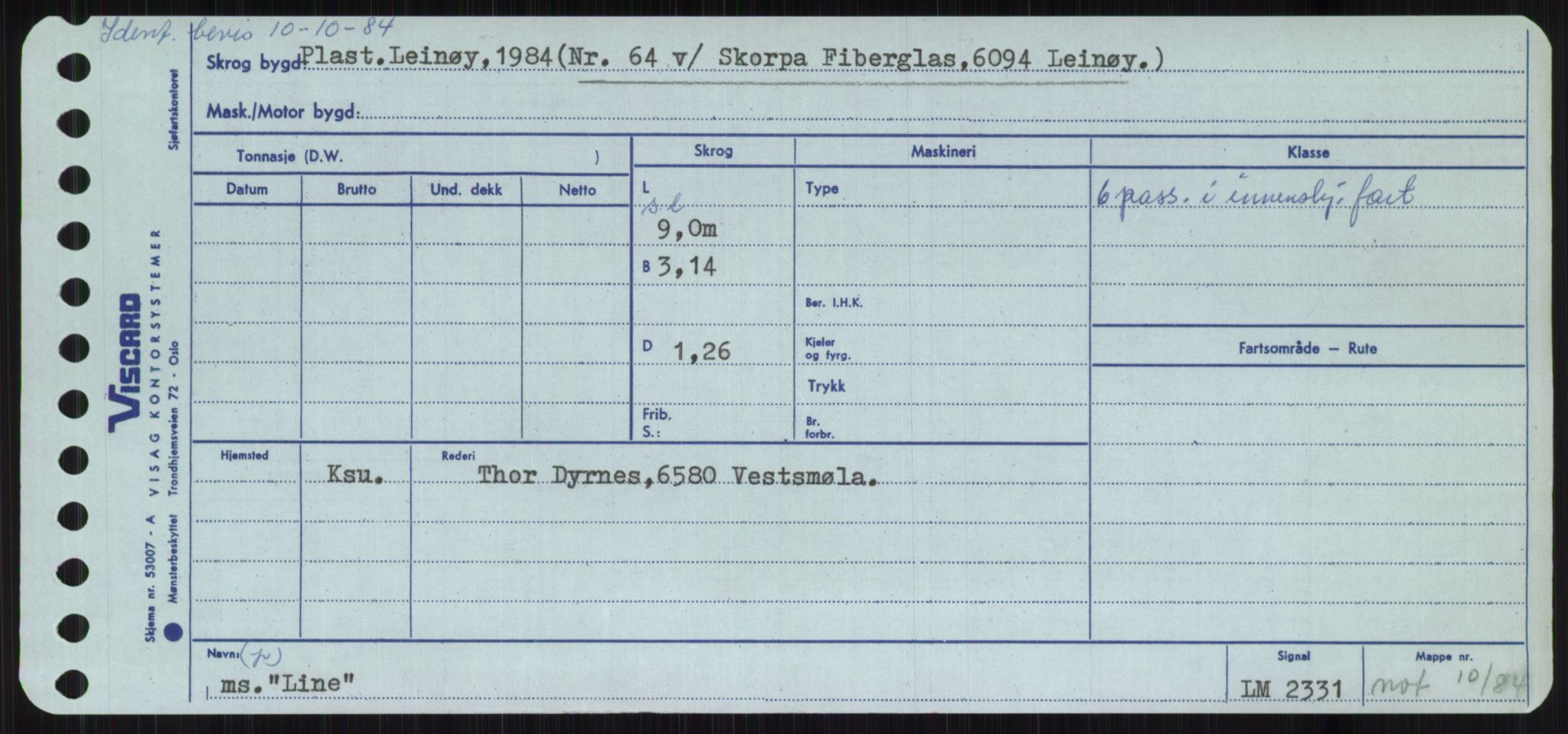 Sjøfartsdirektoratet med forløpere, Skipsmålingen, RA/S-1627/H/Ha/L0003/0002: Fartøy, Hilm-Mar / Fartøy, Kom-Mar, p. 493