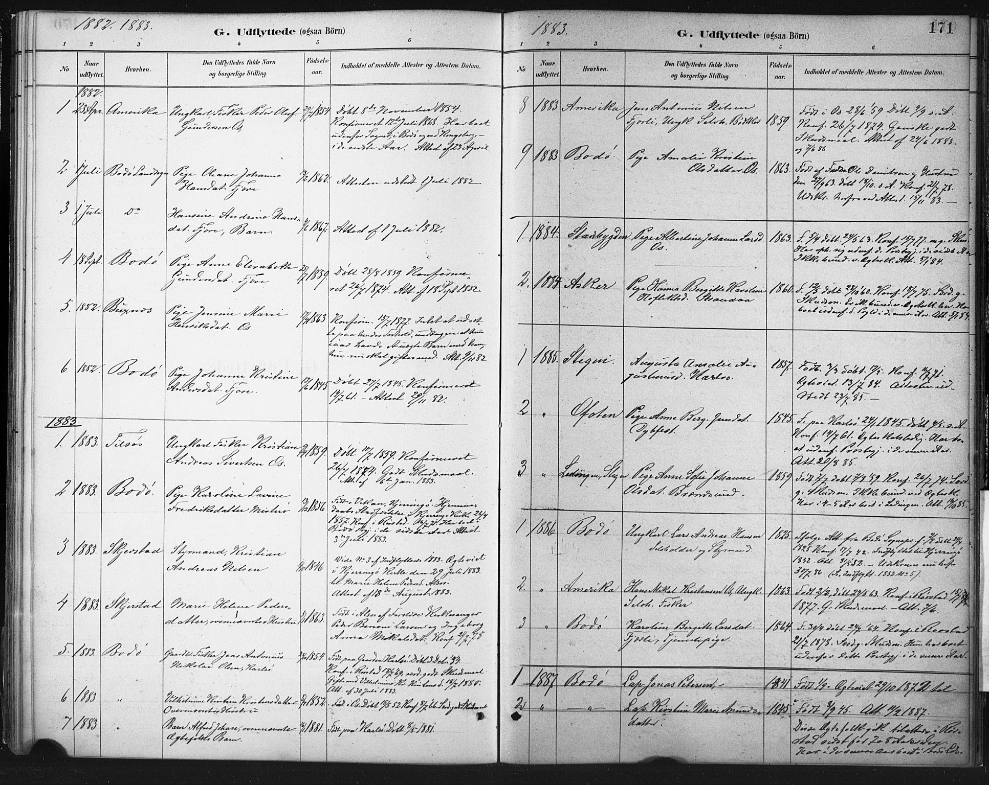 Ministerialprotokoller, klokkerbøker og fødselsregistre - Nordland, AV/SAT-A-1459/803/L0071: Parish register (official) no. 803A01, 1881-1897, p. 171