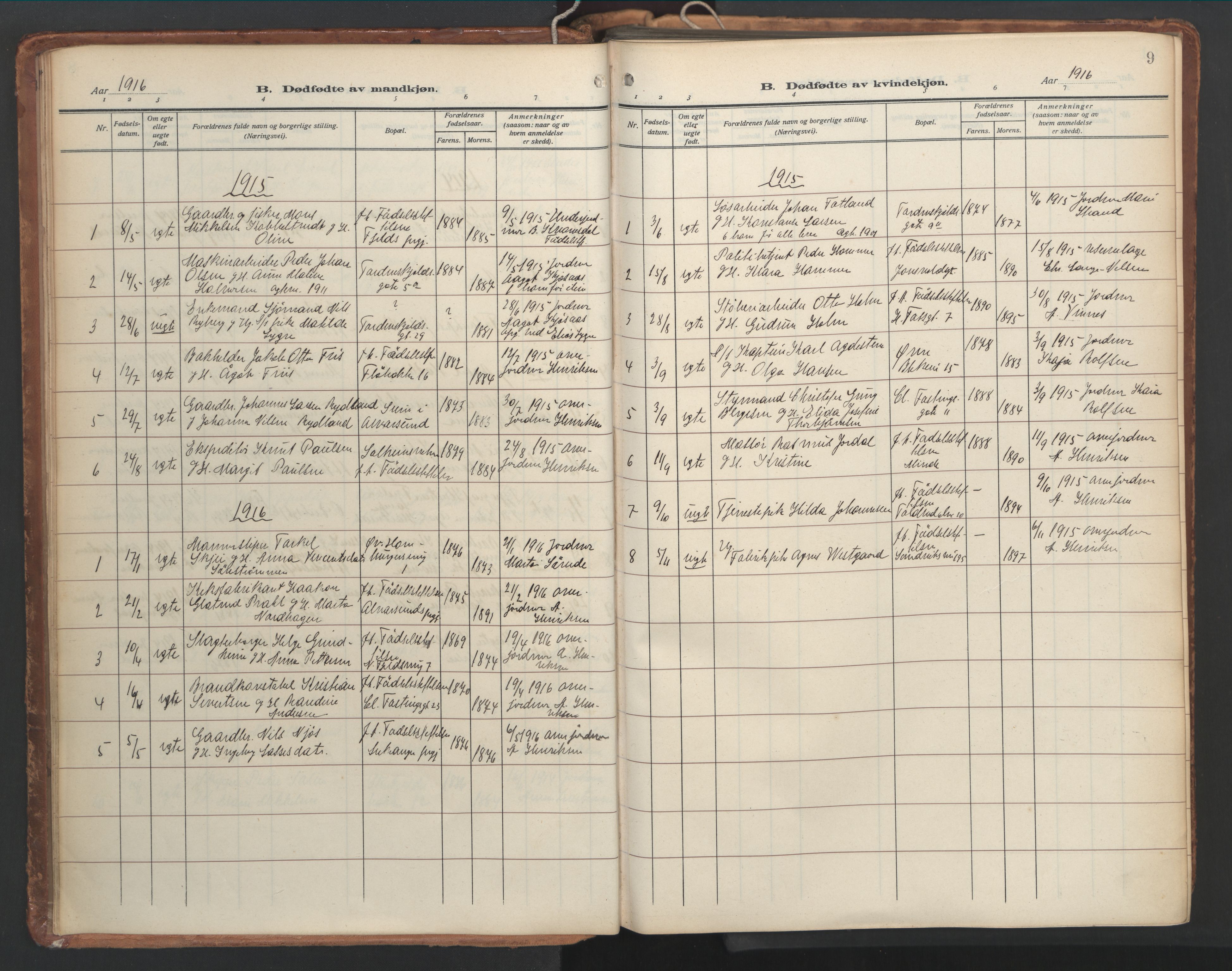 Korskirken sokneprestembete, AV/SAB-A-76101/H/Hab: Parish register (copy) no. E 5, 1910-1956, p. 8b-9a